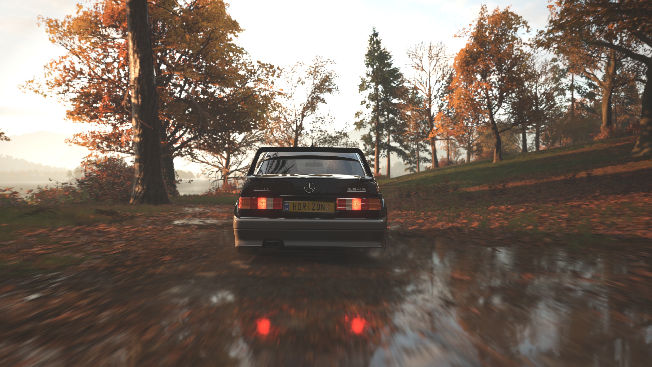 Forza Horizon 4 Car Mercedes 190E 2 5 16 Game CG Video Games Taillights Reflection Licence Plates 2560x1440