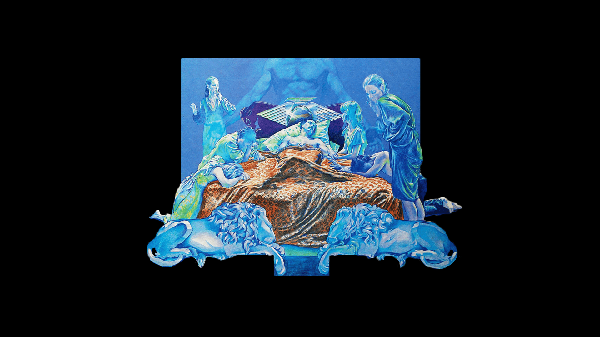 Digital Art Fantasy Art Nature Black Sabbath Album Covers Men Black Background Lion Women Crying Sim 1920x1080