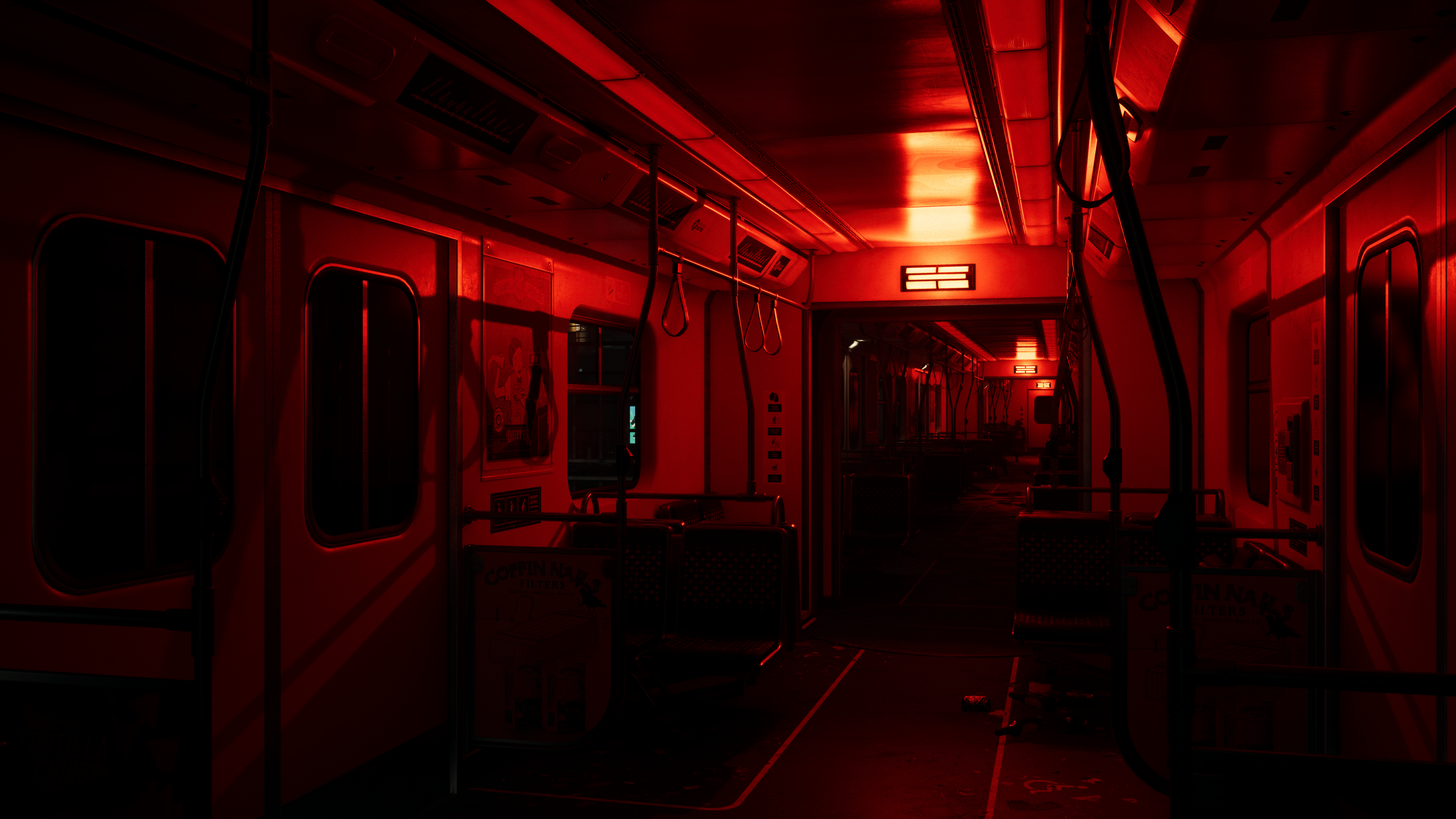 Dead Island 2 Nvidia RTX Video Games CGi Interior Train Red Video Game Art 3840x2160