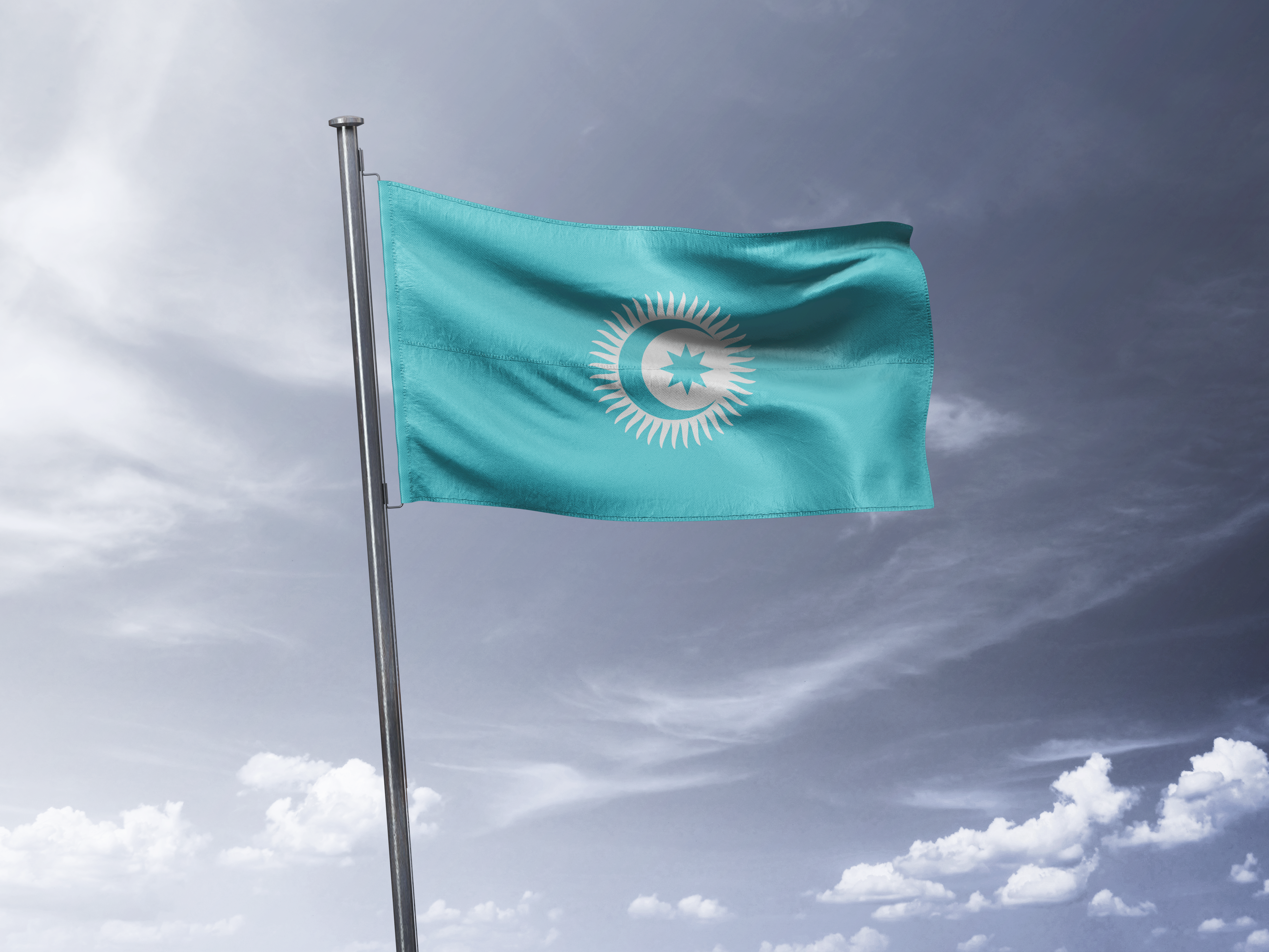 Flag Turkic Council Minimalism Sky Simple Background Clouds 4000x3000