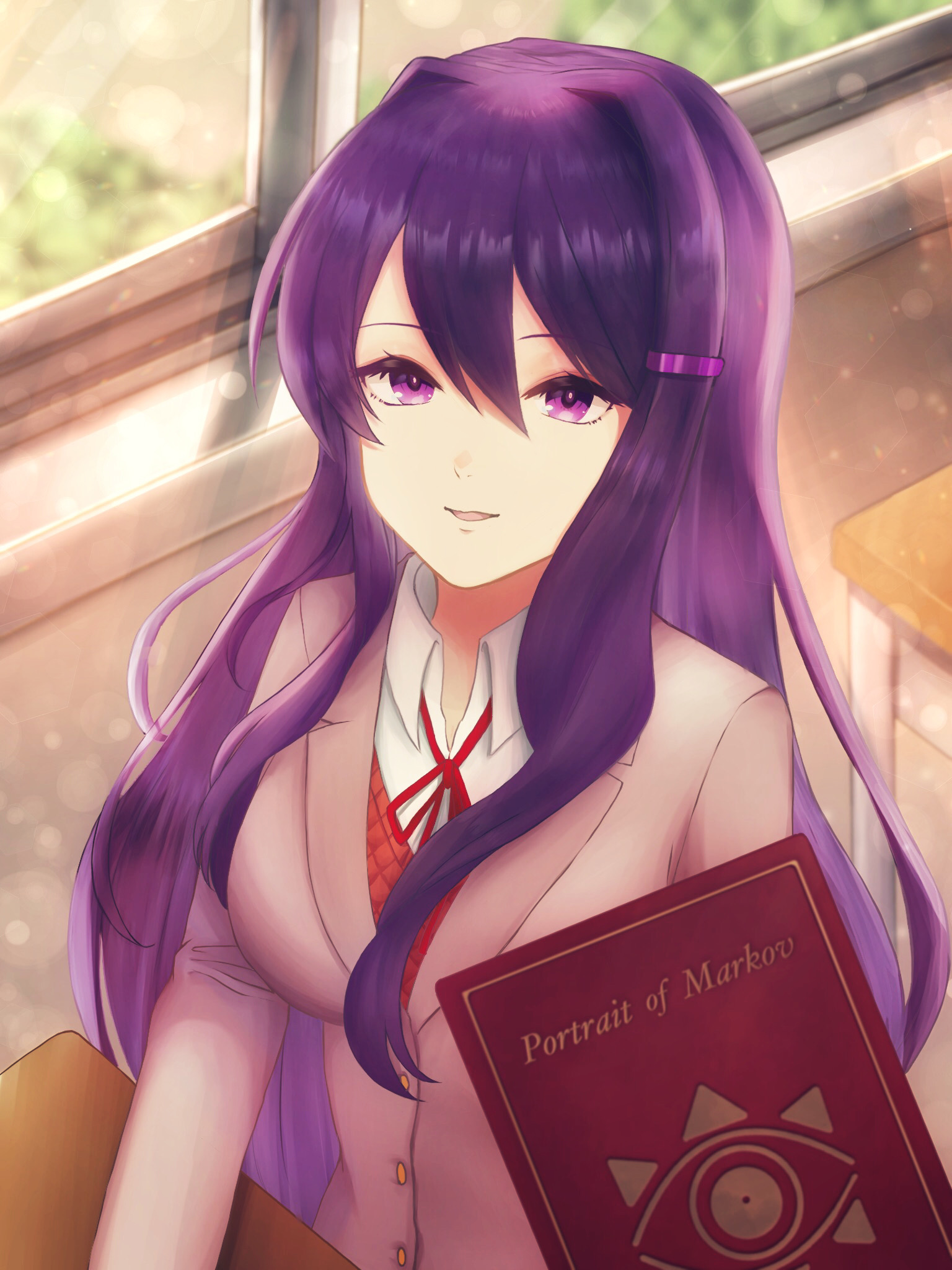 Anime Anime Girls Doki Doki Literature Club Yuri Doki Doki Literature Club Long Hair Purple Hair Sol 1536x2048
