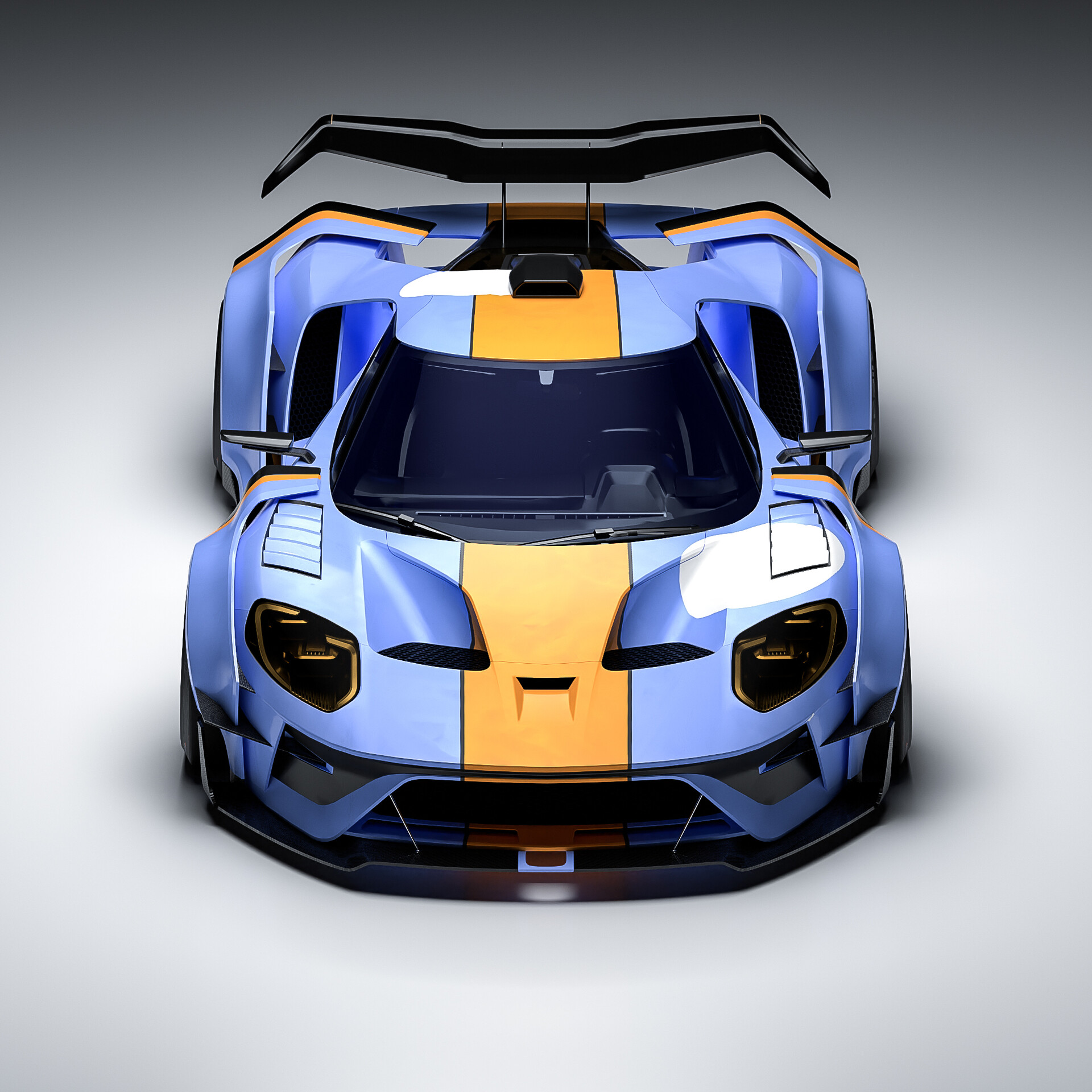 Vehicle Widebody Ford GT Mk Ii Car Simple Background White Background Front Angle View Minimalism 1920x1920