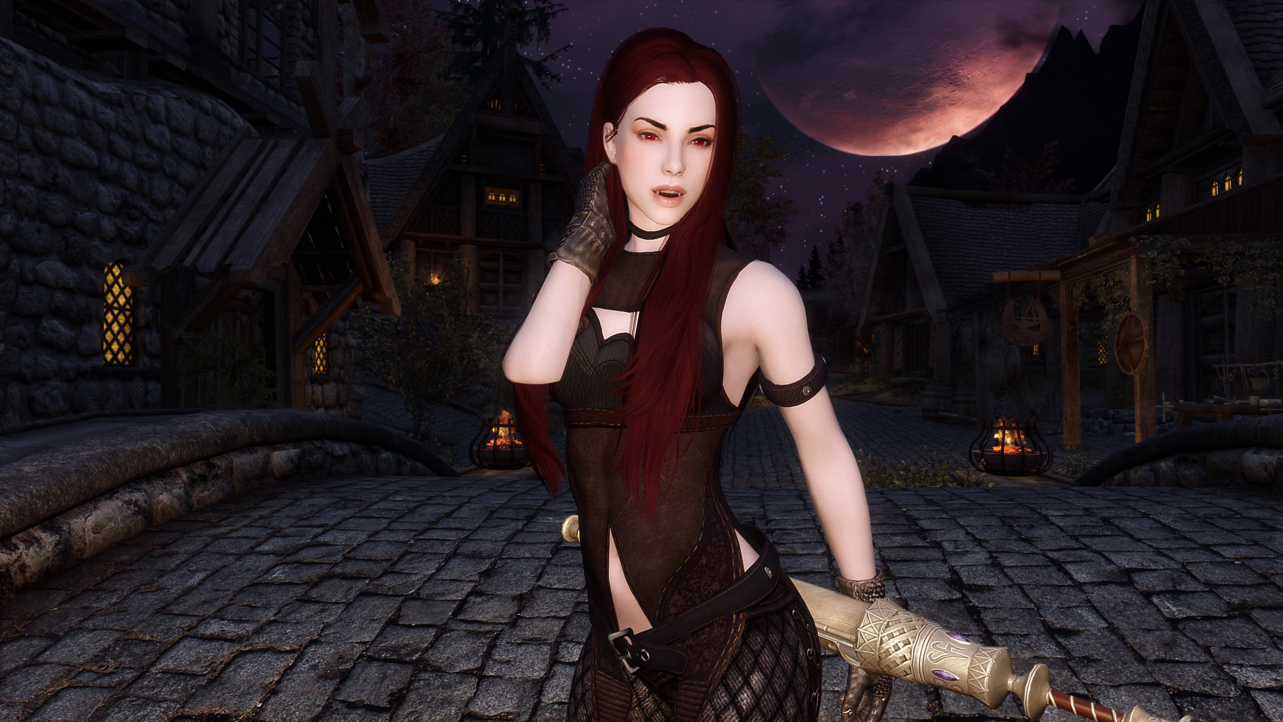 The Elder Scrolls V Skyrim Whiterun Vampire Girl CGi Video Game Characters Gloves Video Game Girls L 2560x1440
