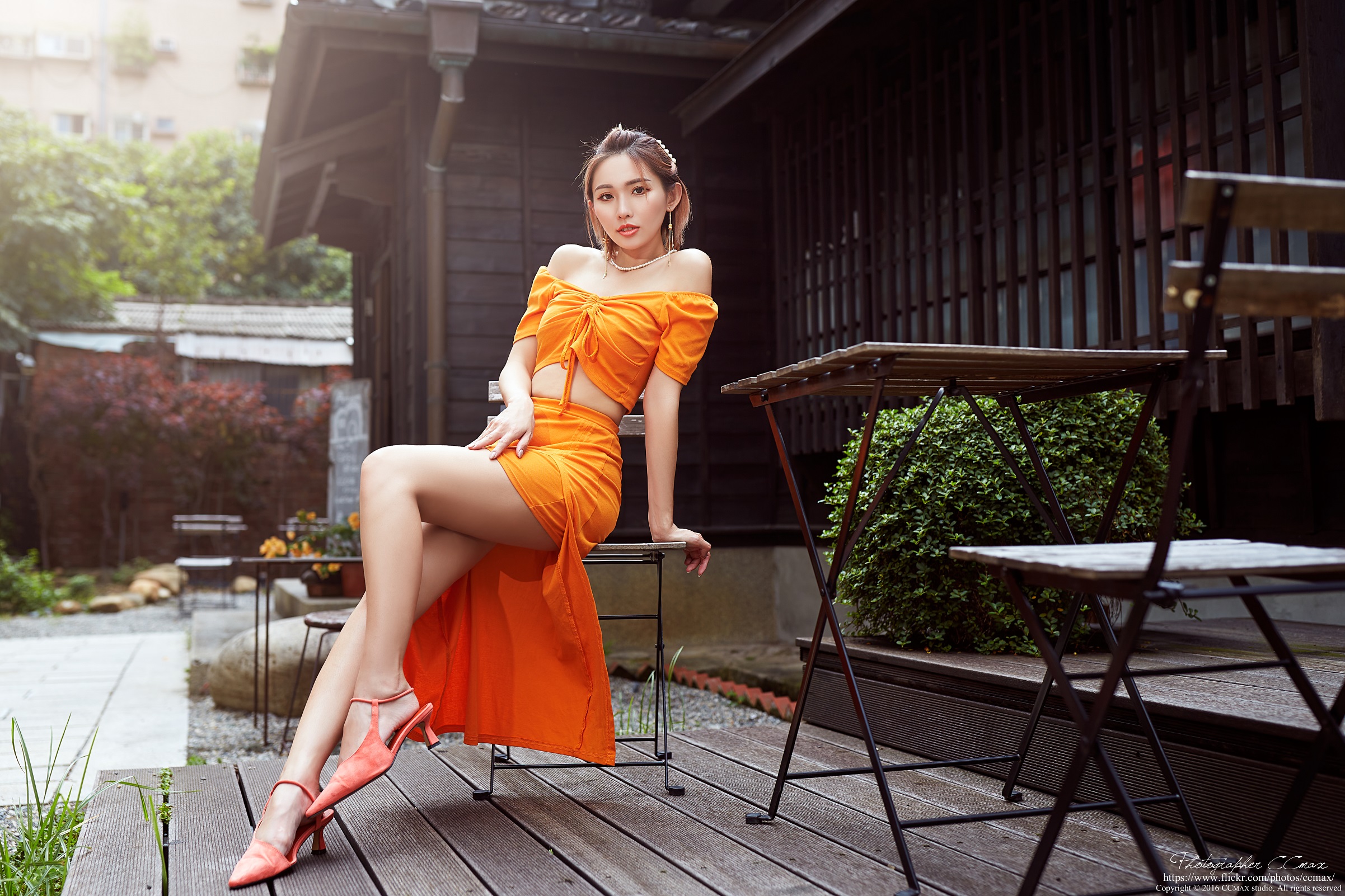 Max Chang Women Asian Orange Clothing Legs Terraces Orange Dress 2403x1602