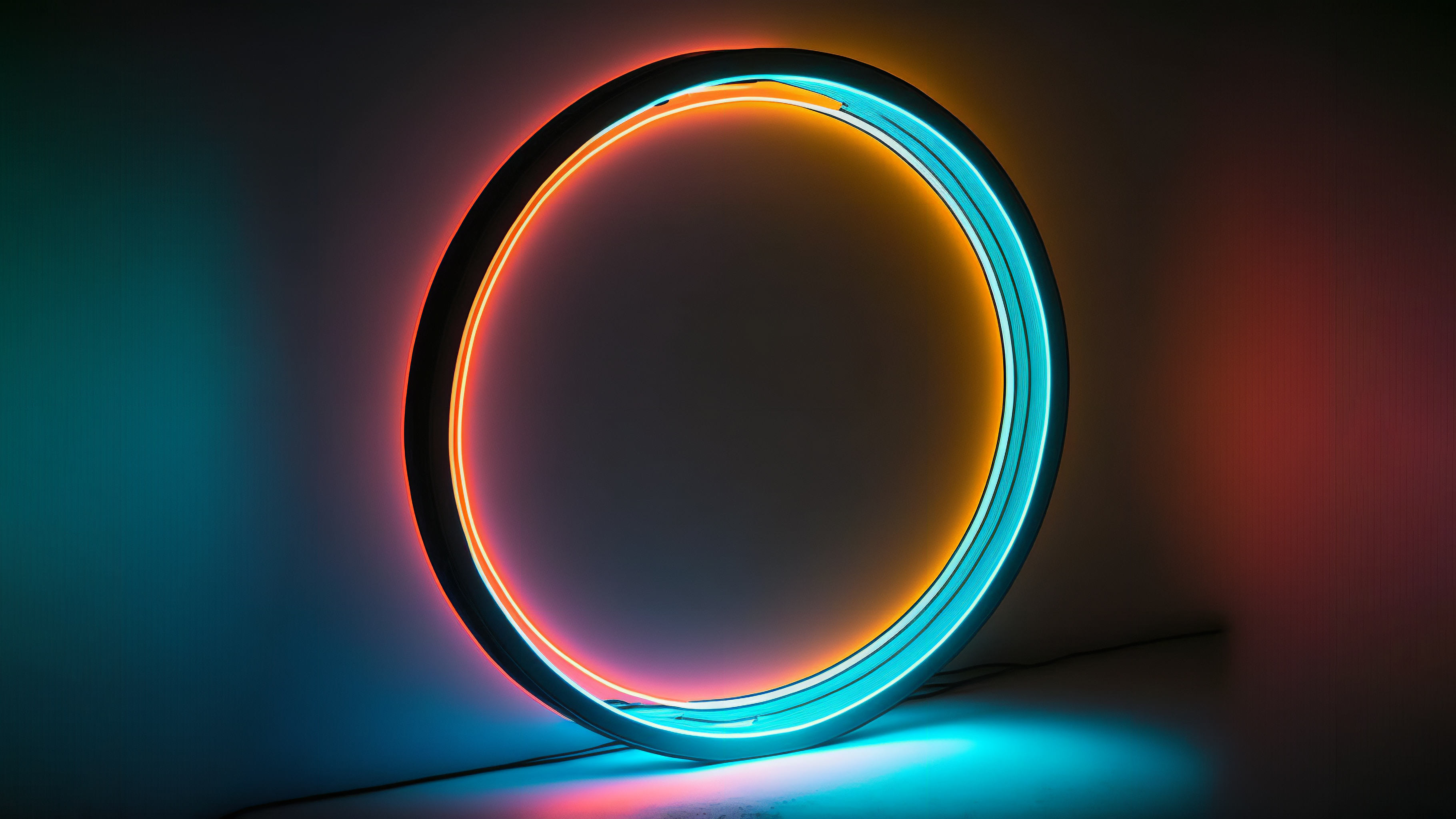 Ai Art Neon Circle Simple Background Minimalism 3640x2048