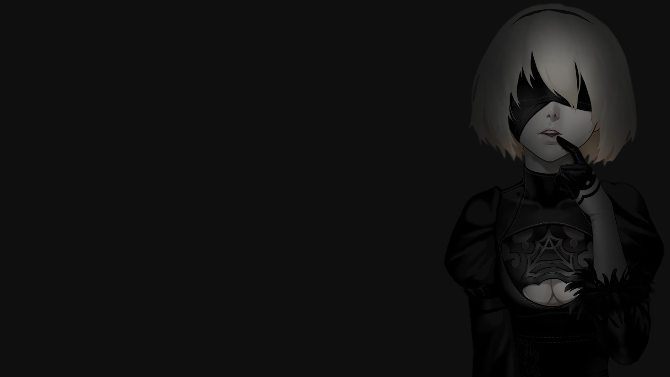 Selective Coloring Black Background Dark Background Simple Background Anime Girls 2B Nier Automata N 2133x1200