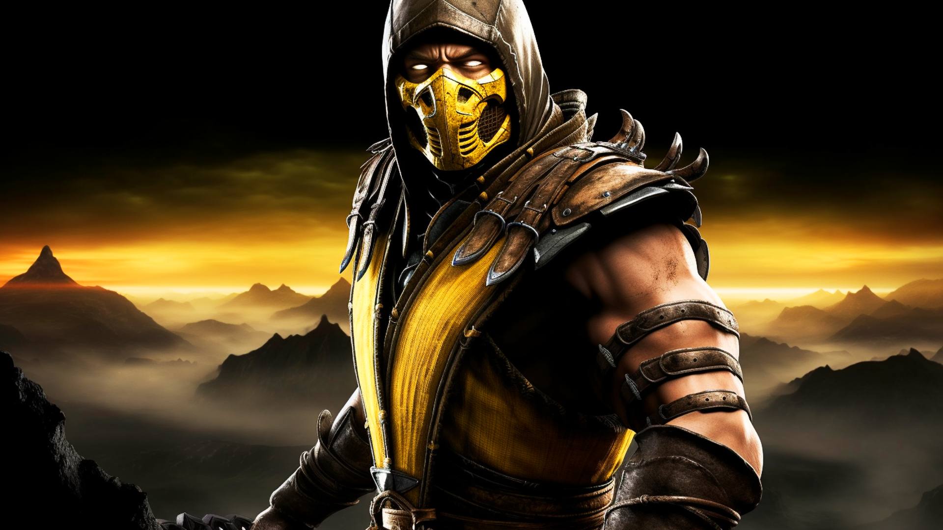 Mortal Kombat Scorpion Mortal Kombat Yellow Video Game Art Video Game Characters Video Games Mask Lo 1920x1080