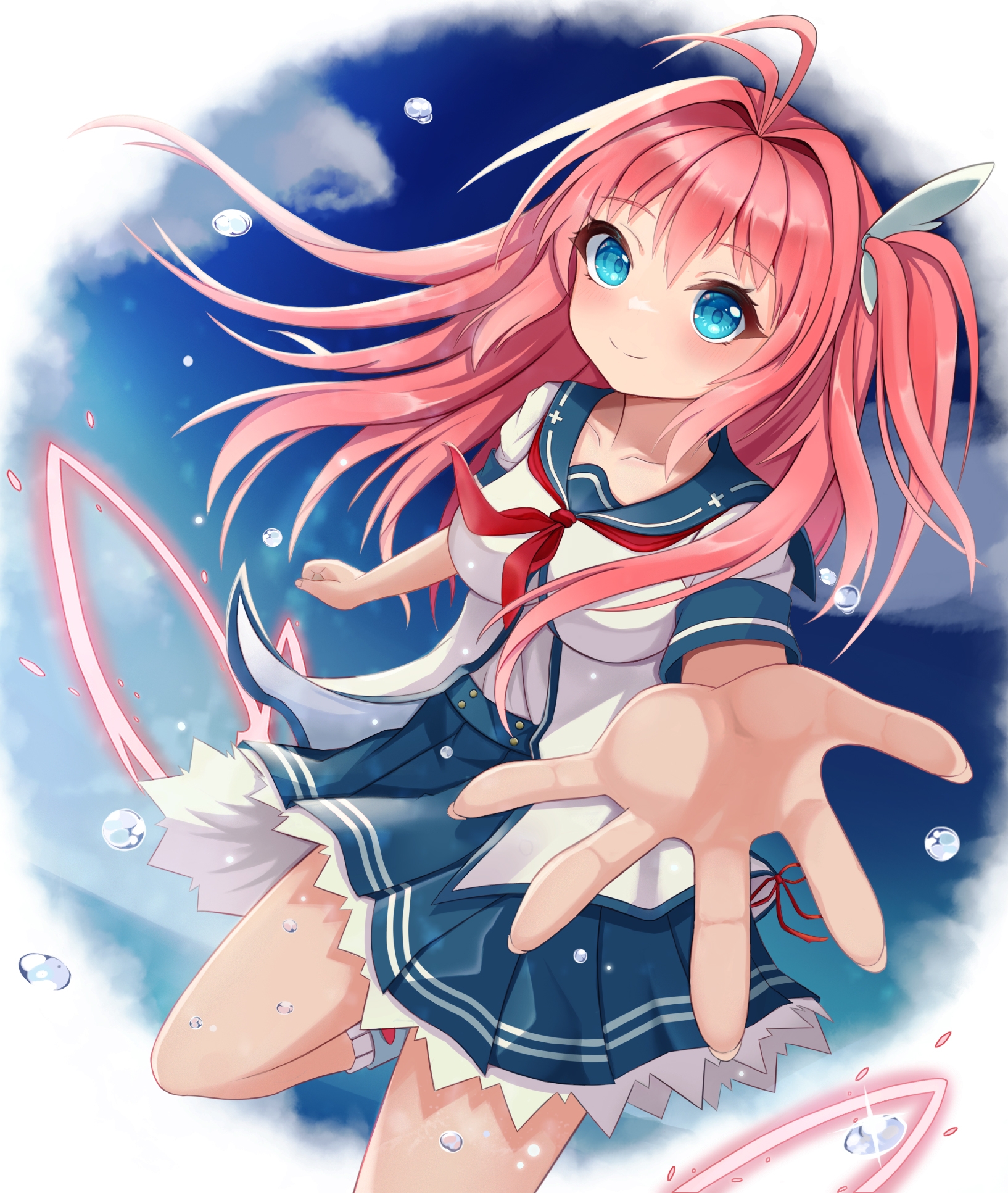 Anime Anime Girls Ao No Kanata No Four Rhythm Kurashina Asuka Long Hair Pink Hair Solo Artwork Digit 1634x1933