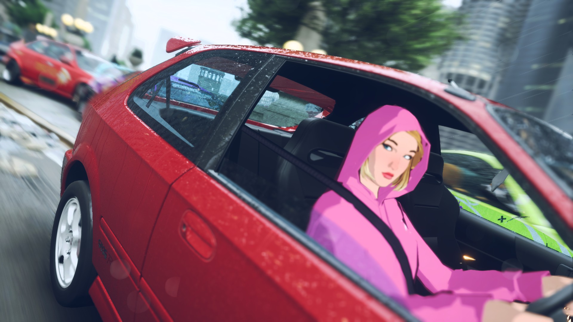Need For Speed Unbound Honda Civic Car PC Gaming Hoods Women Digital Art Blurred 1920x1080