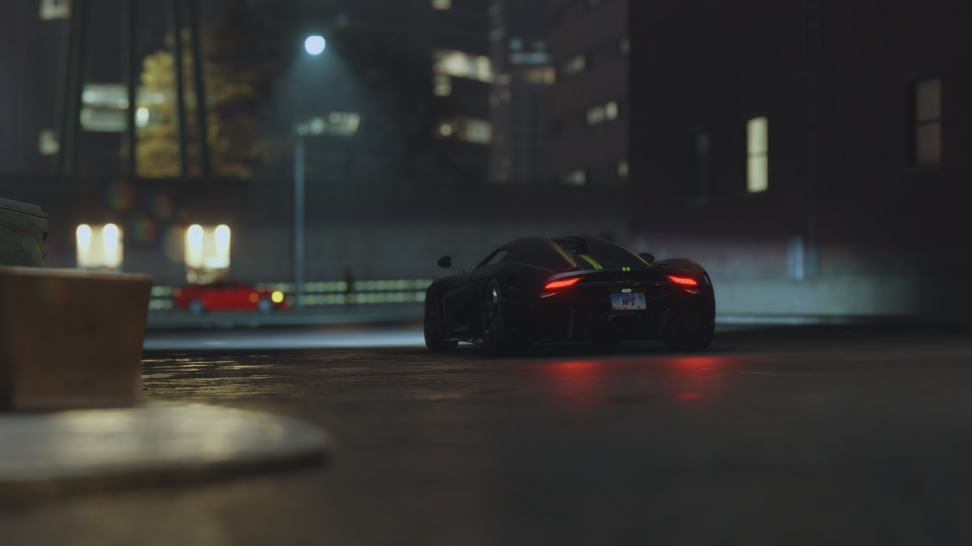 Need For Speed Car CGi Taillights Licence Plates Night Street Light Rear View 1920x1080