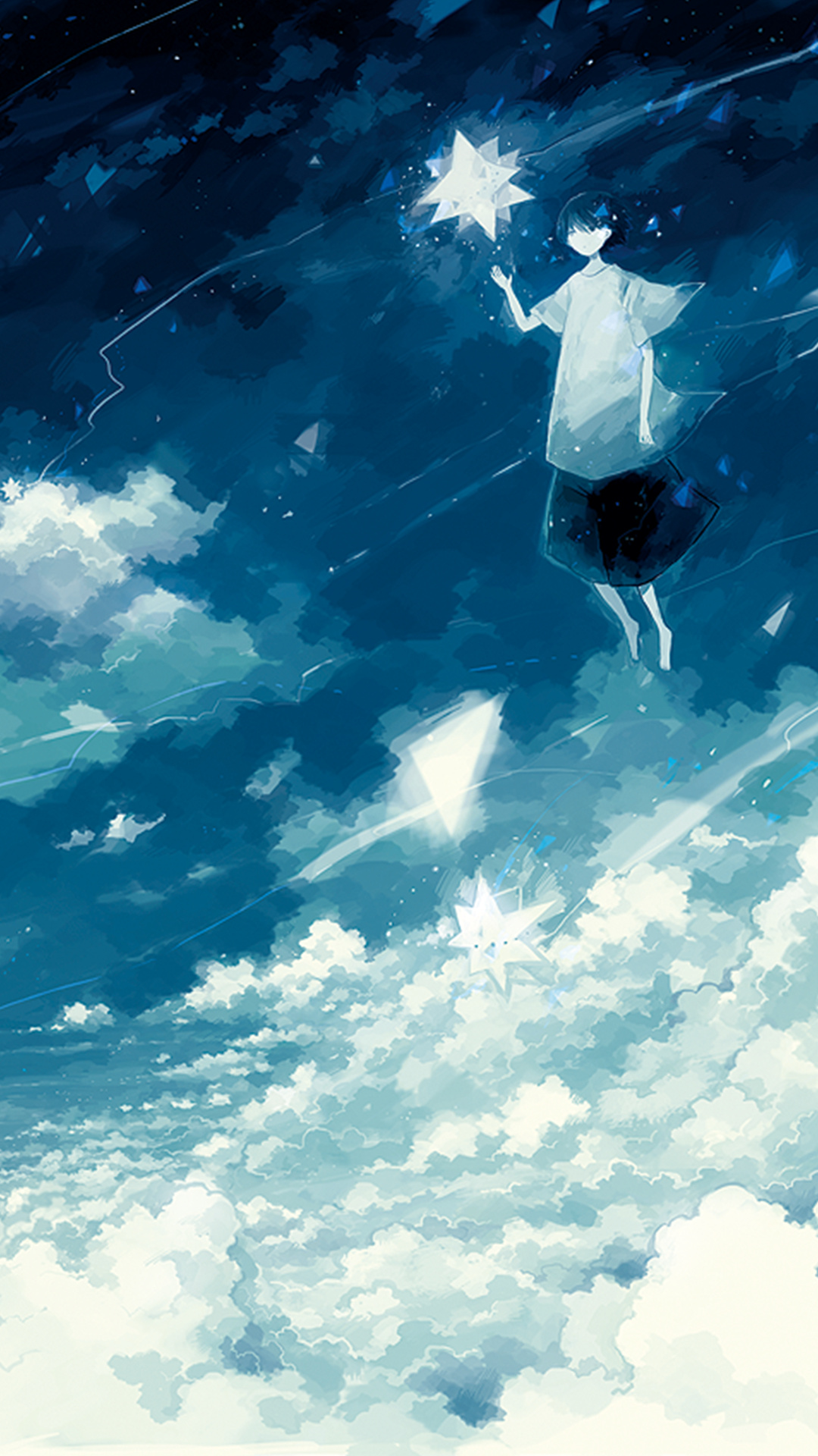 Anime Anime Girls Floating Sky Clouds Portrait Display Short Hair 1080x1920