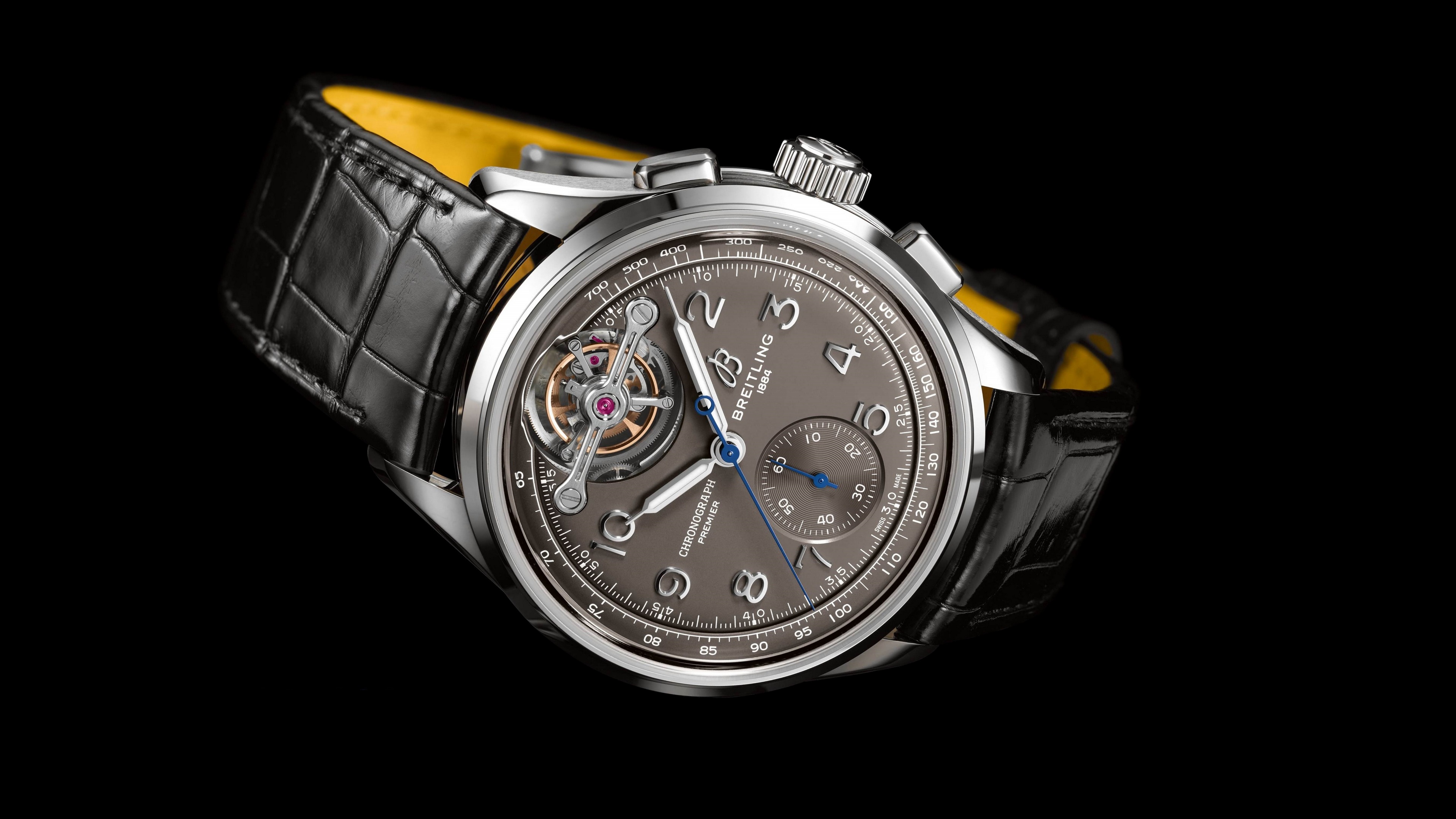 Breitling Watch Technology Numbers Dark Background Simple Background Wristwatch Luxury Watches 3840x2160
