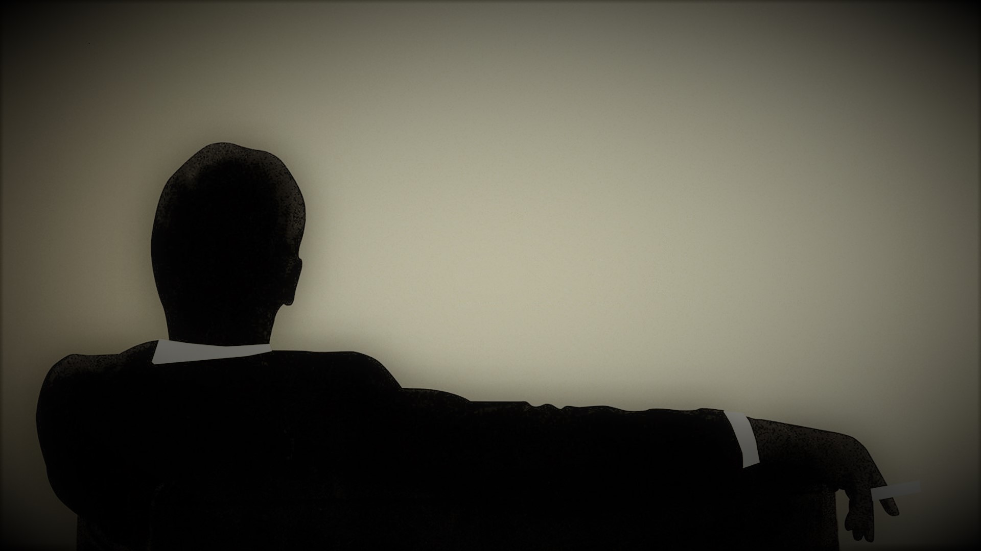 Mad Men TV Series Smoking Cigarettes Don Draper Silhouette Relaxing Minimalism Simple Background 1920x1080