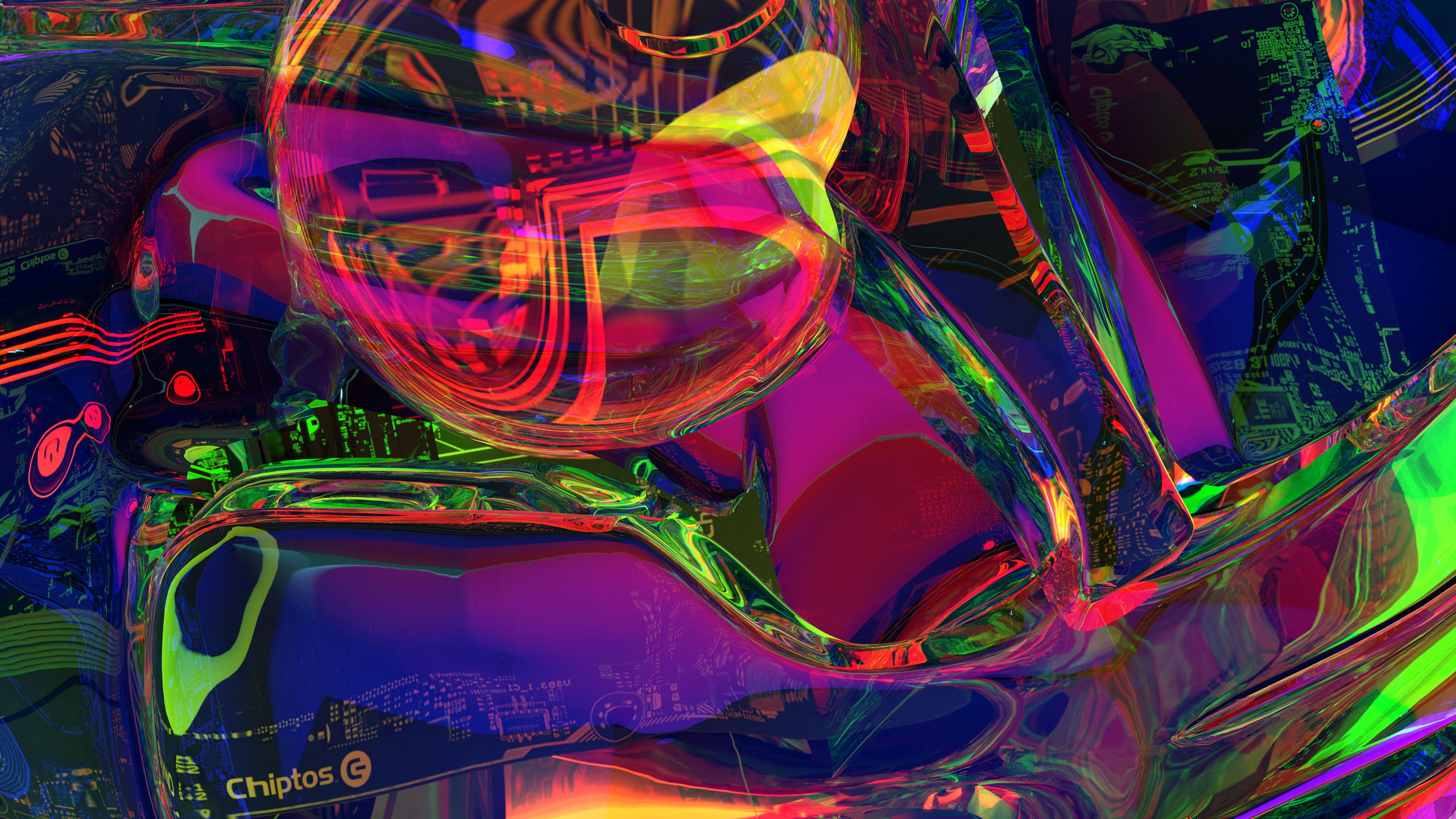 Glass Design Abstract 3D Abstract Computer PC Cases PC Build Motherboards Computer Parts Colorful Te 2560x1440