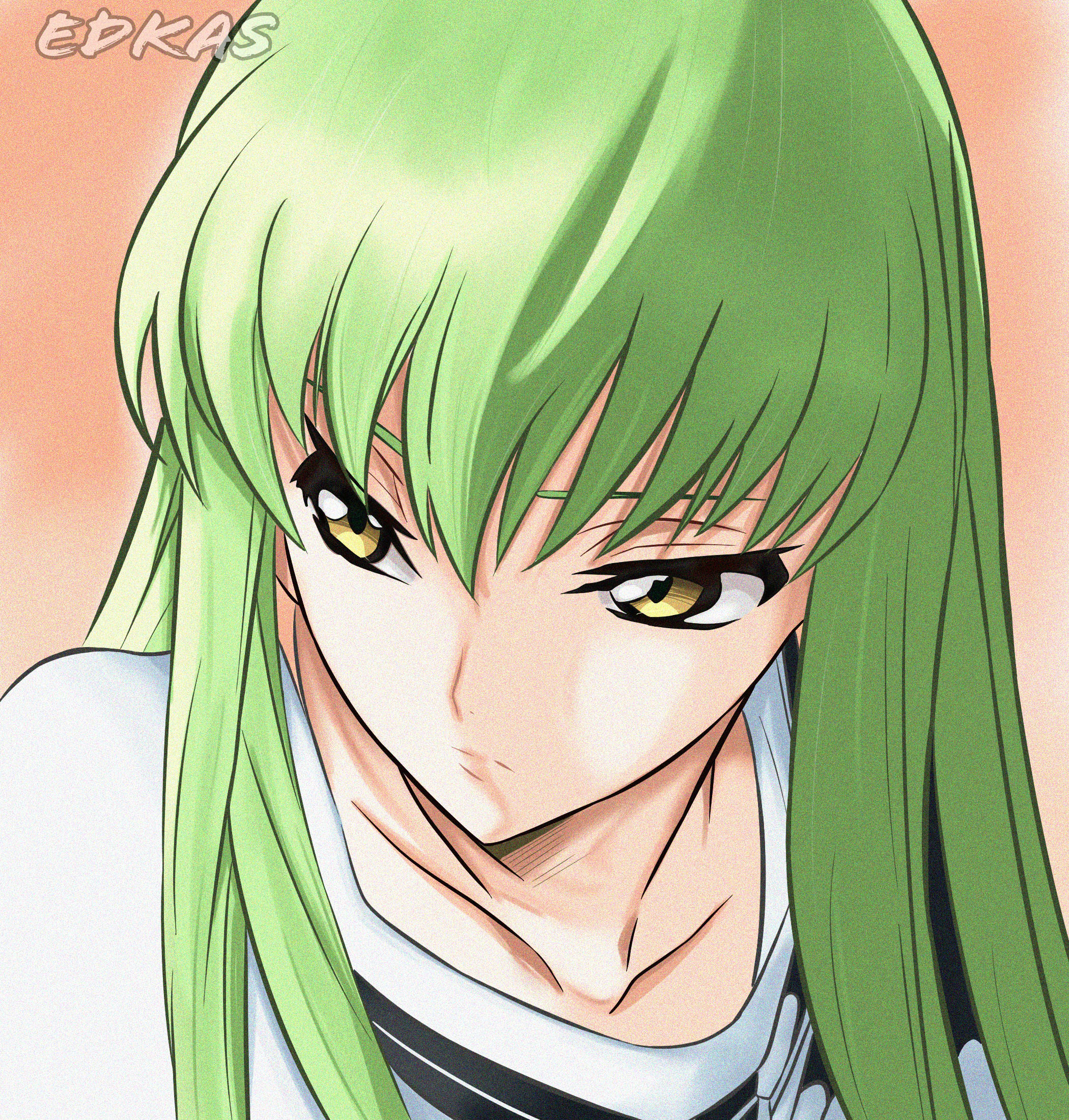 Anime Anime Girls Code Geass C C Code Geass Long Hair Green Hair Solo Artwork Digital Art Fan Art 2100x2200