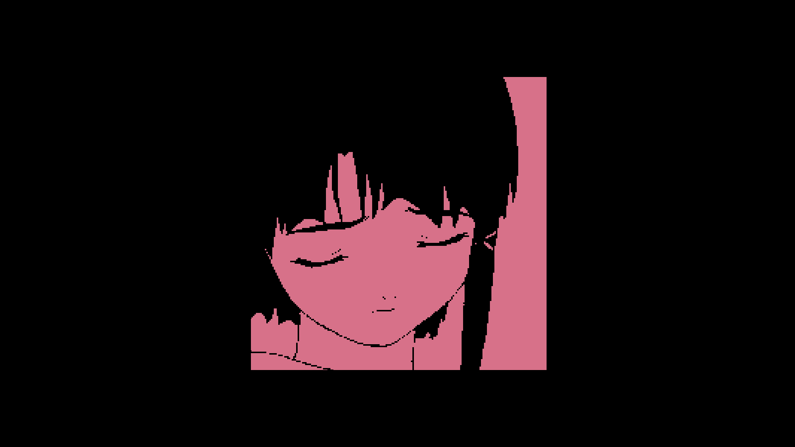 Lain Iwakura Serial Experiments Lain Black Background Closed Eyes Pink 1600x900