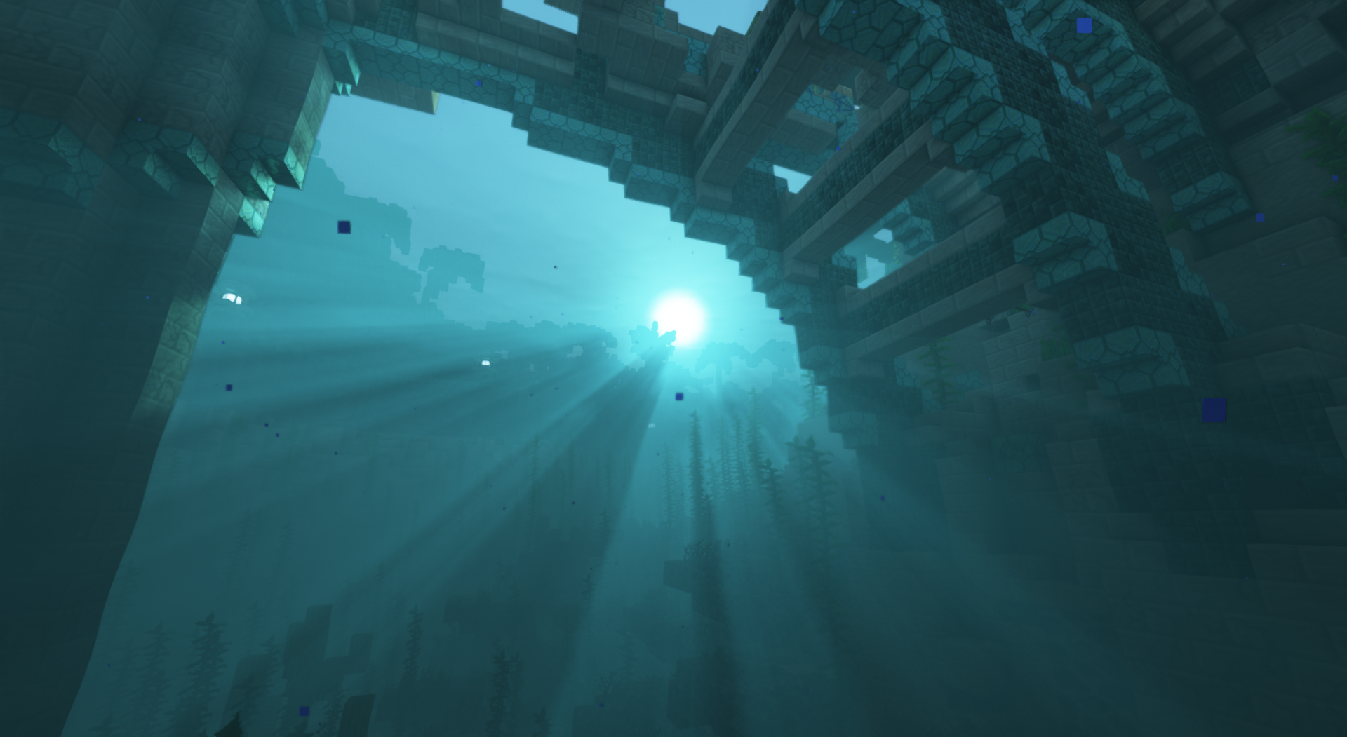 PC Gaming Minecraft Video Games CGi Cube Underwater Water In Water Sun Sunlight 1920x1051