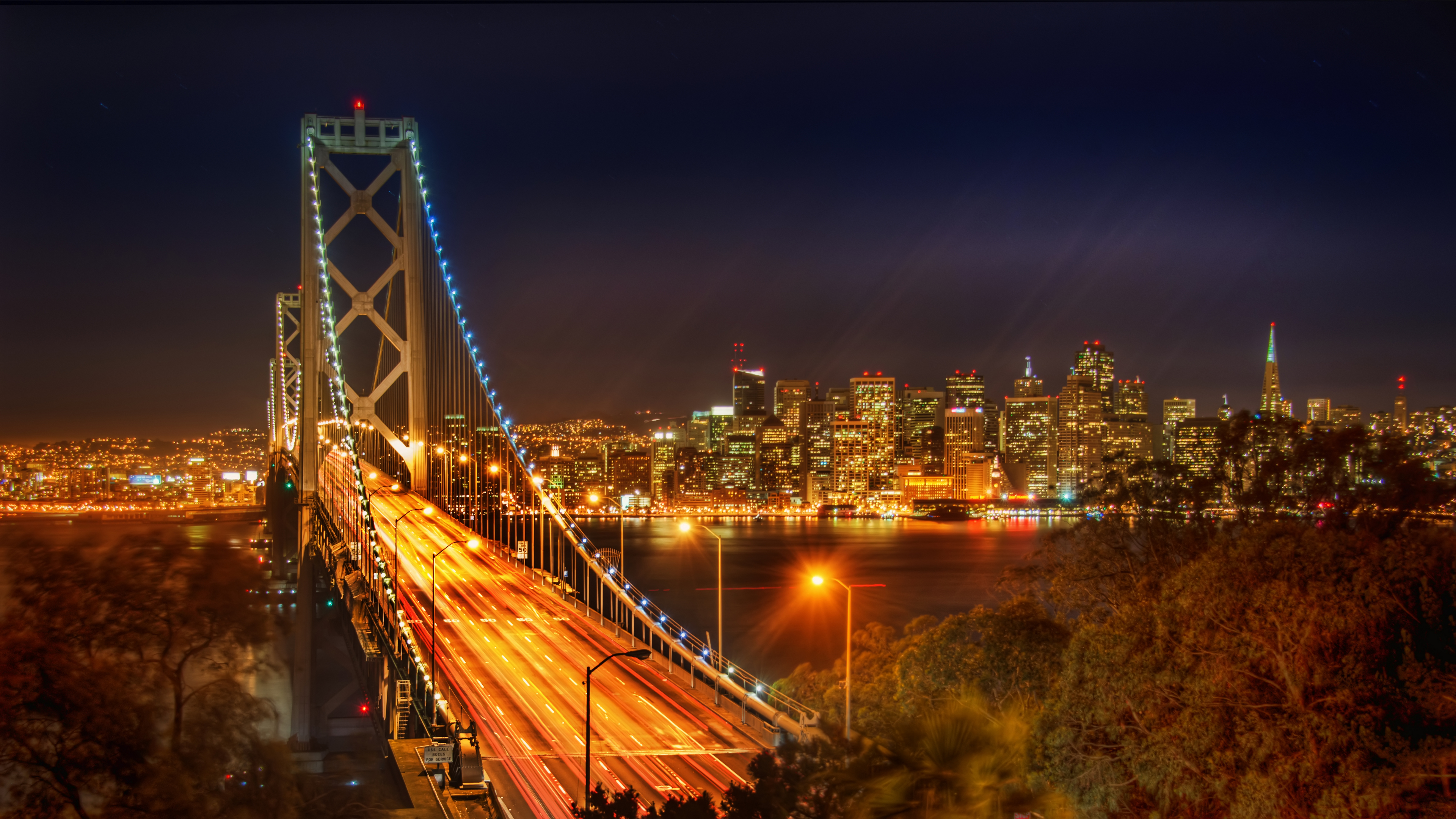 Trey Ratcliff 4K Photography California Bridge City Lights Lights Night Sky 3840x2160