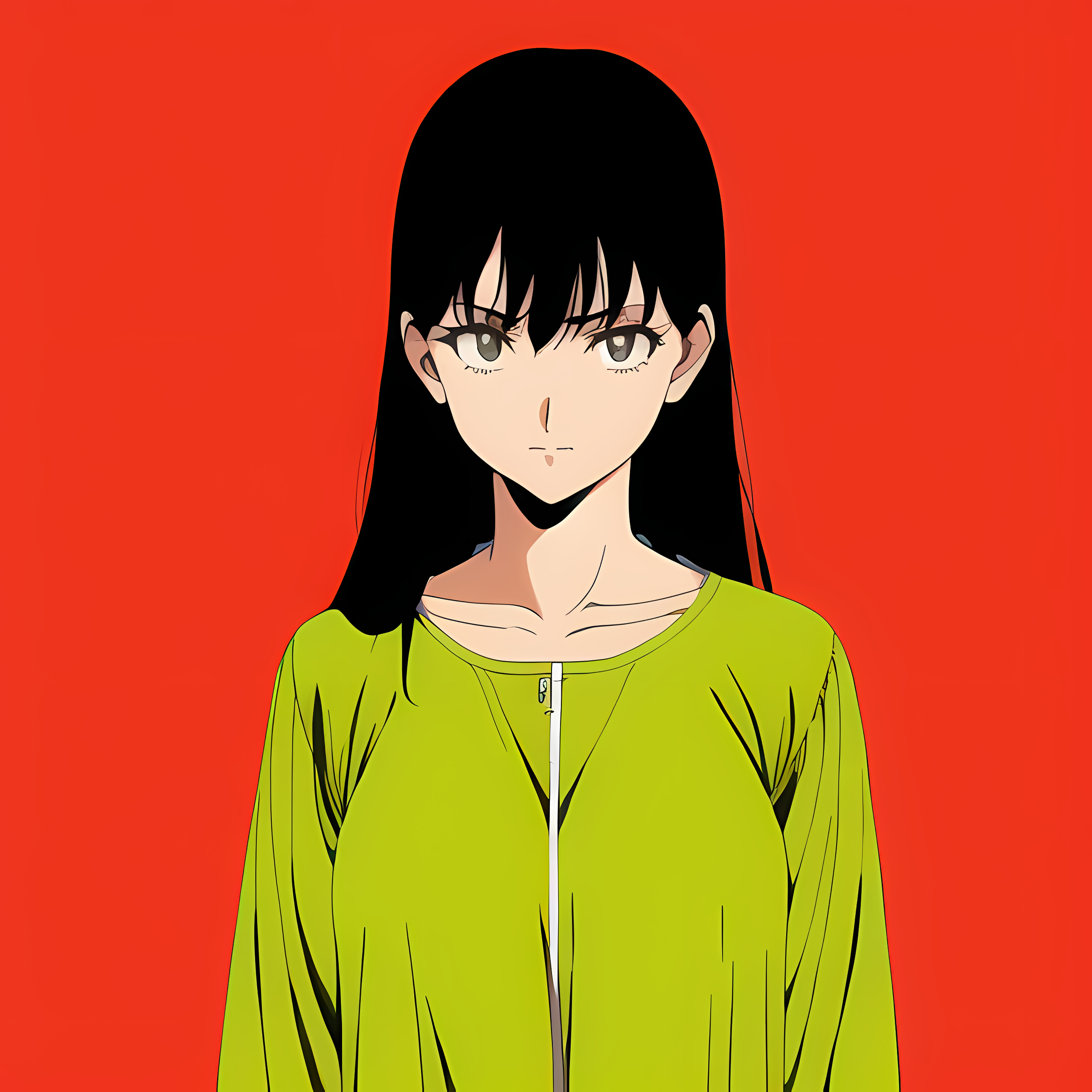 Novel Ai Anime Girls Simple Background Red Background Minimalism 2560x2560