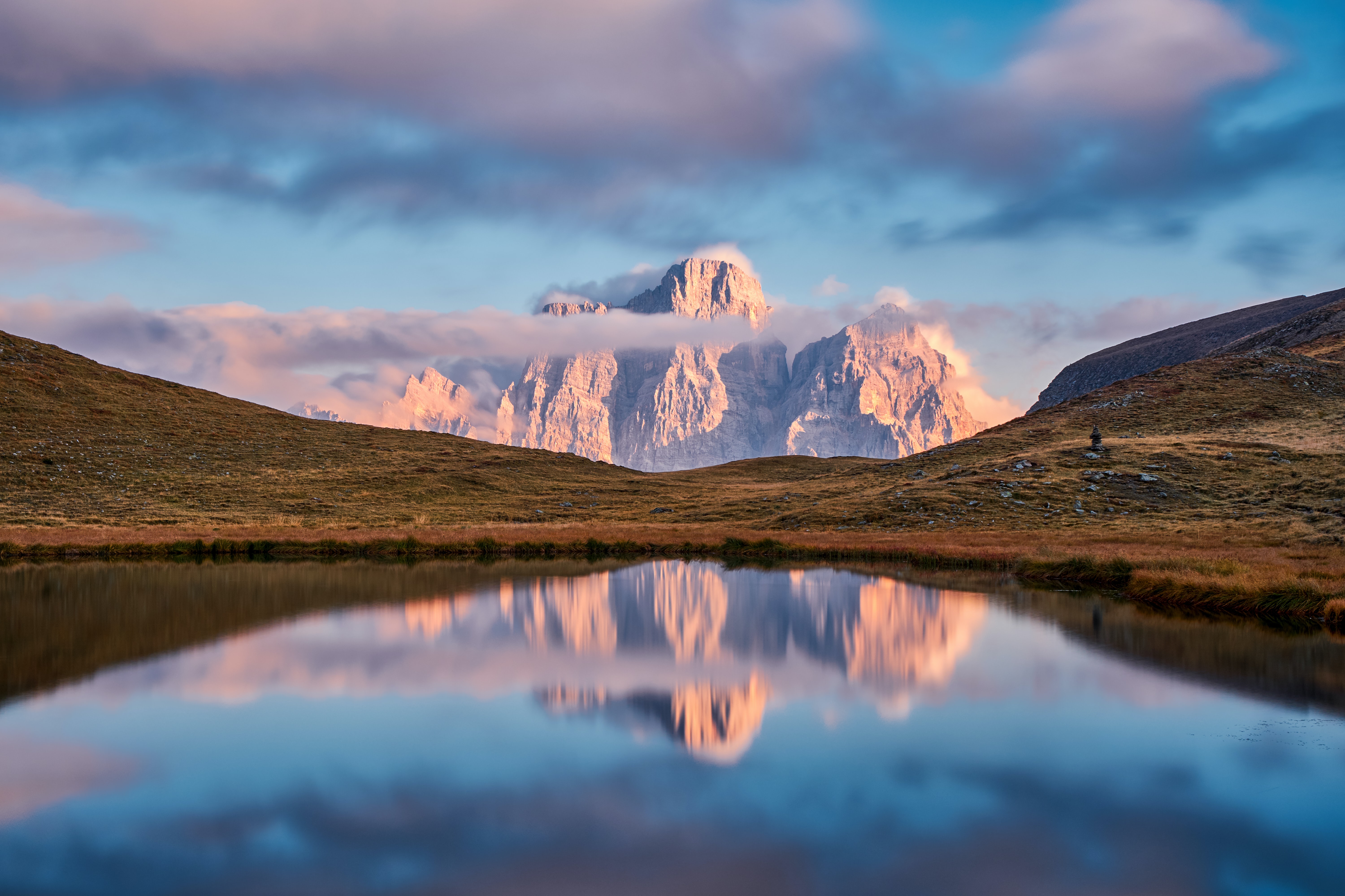 Nature Landscape Mountains Clouds Long Exposure Sky Field Reflection 6000x4000
