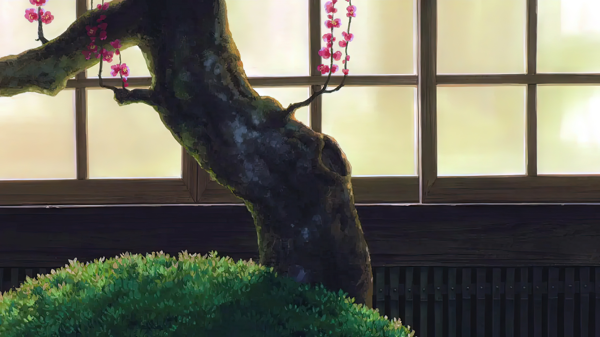 Spirited Away Anime Animation Animated Movies Hayao Miyazaki Studio Ghibli Cherry Trees Window Bushe 1920x1080