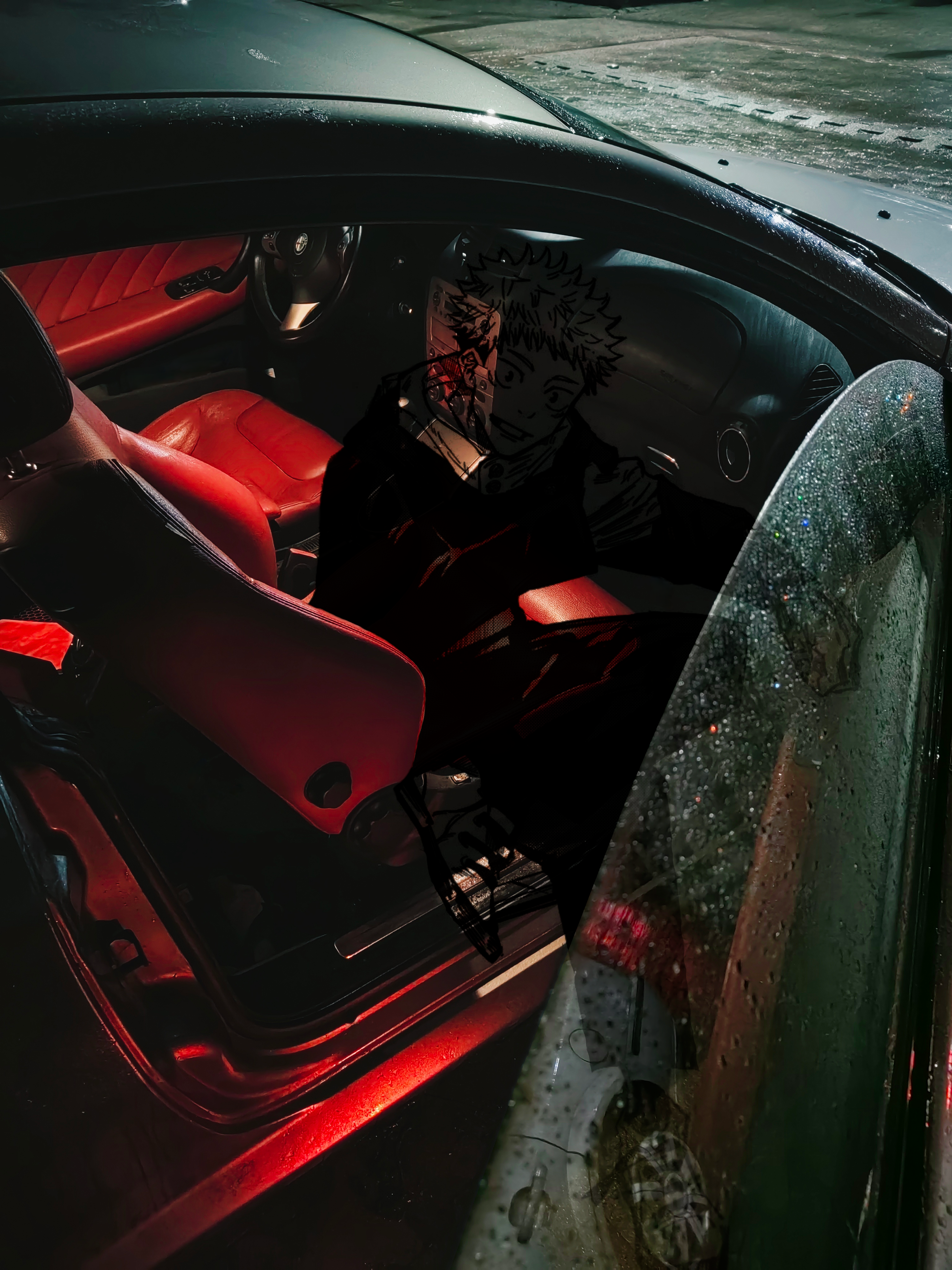 Jujutsu Kaisen Yuji Itadori Alfa Romeo Car Interior Red Car Looking At Viewer Vehicle Anime Boys Ani 3072x4096