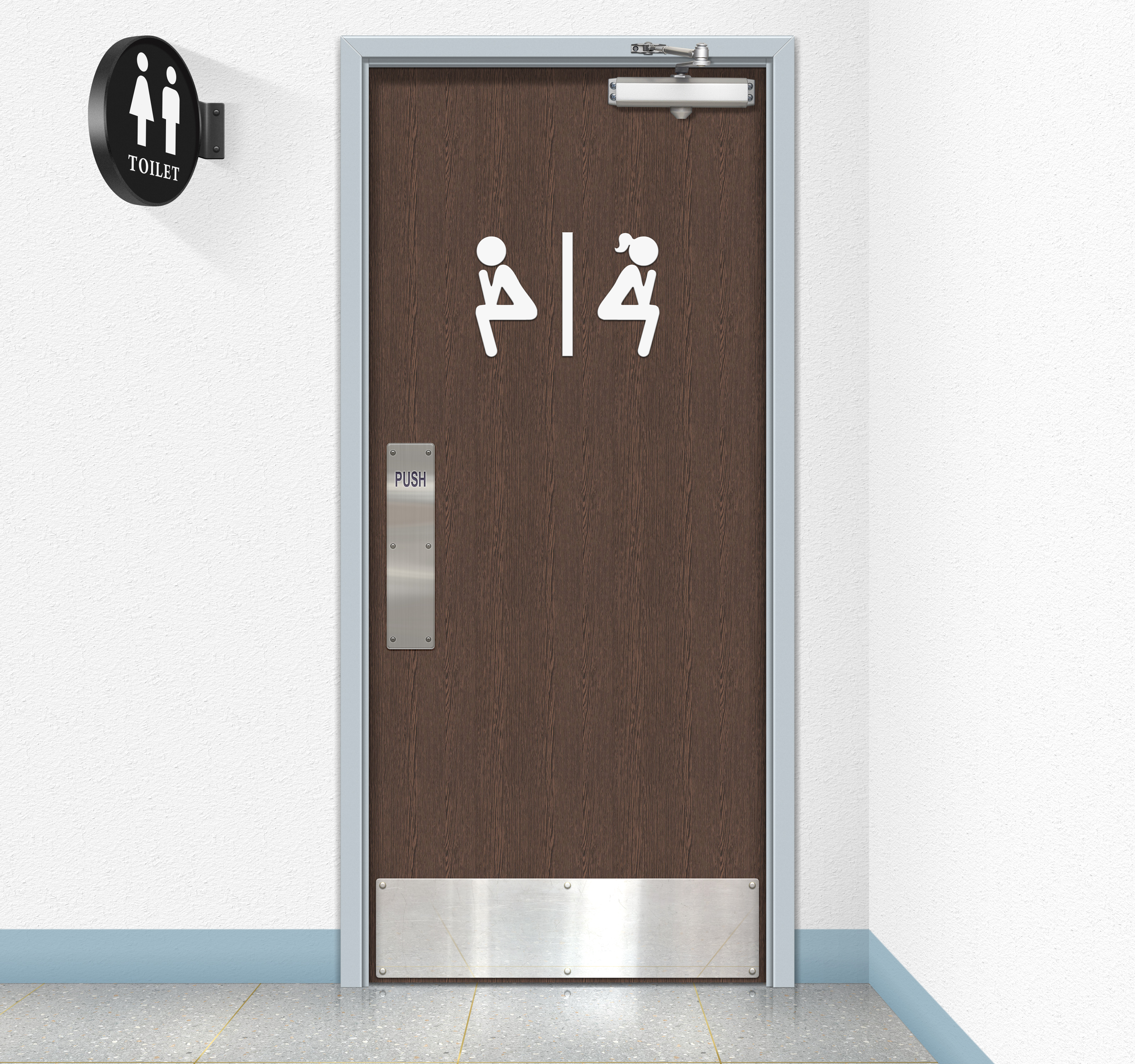 Public Restroom Toilets Humor Sign Door 3200x3000