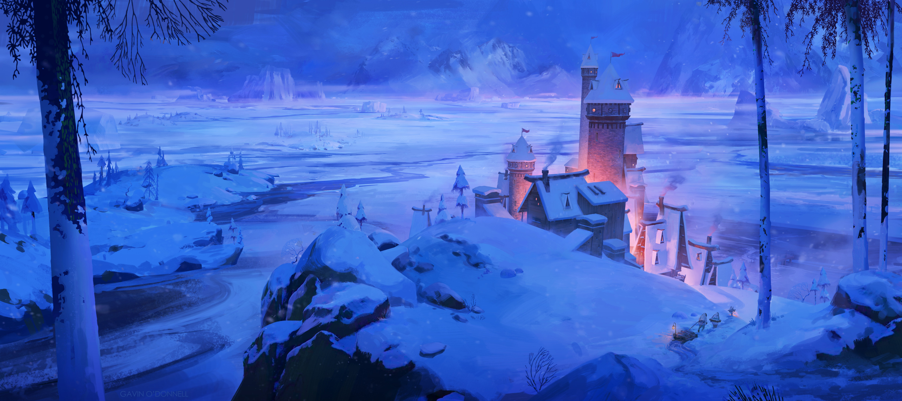 Gavin ODonnell ArtStation Winter Snow Castle 3840x1707