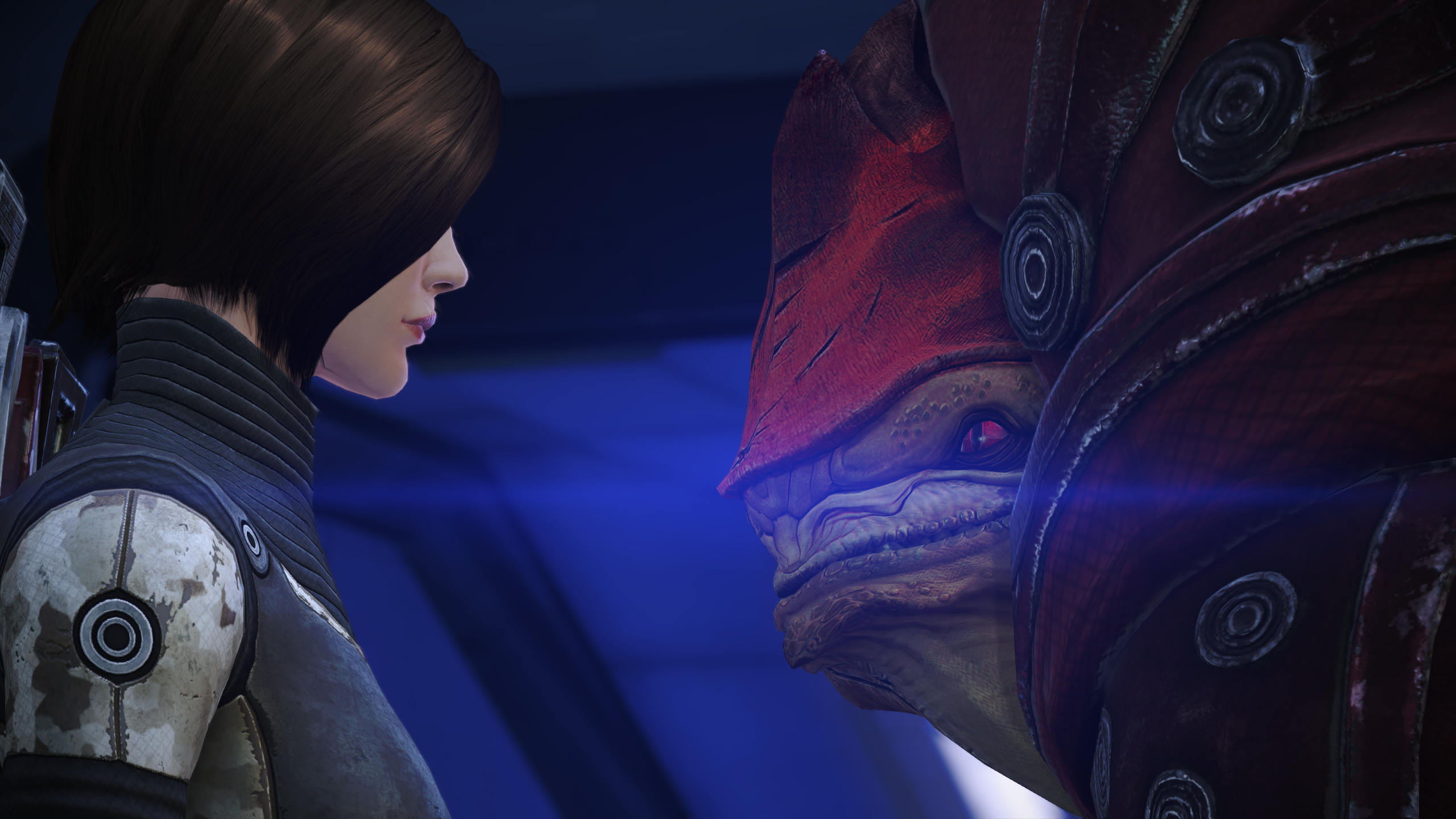 Video Games CGi Mass Effect Wrex Commander Shepard Krogan Urdnot Wrex Video Game Characters Short Ha 2560x1440
