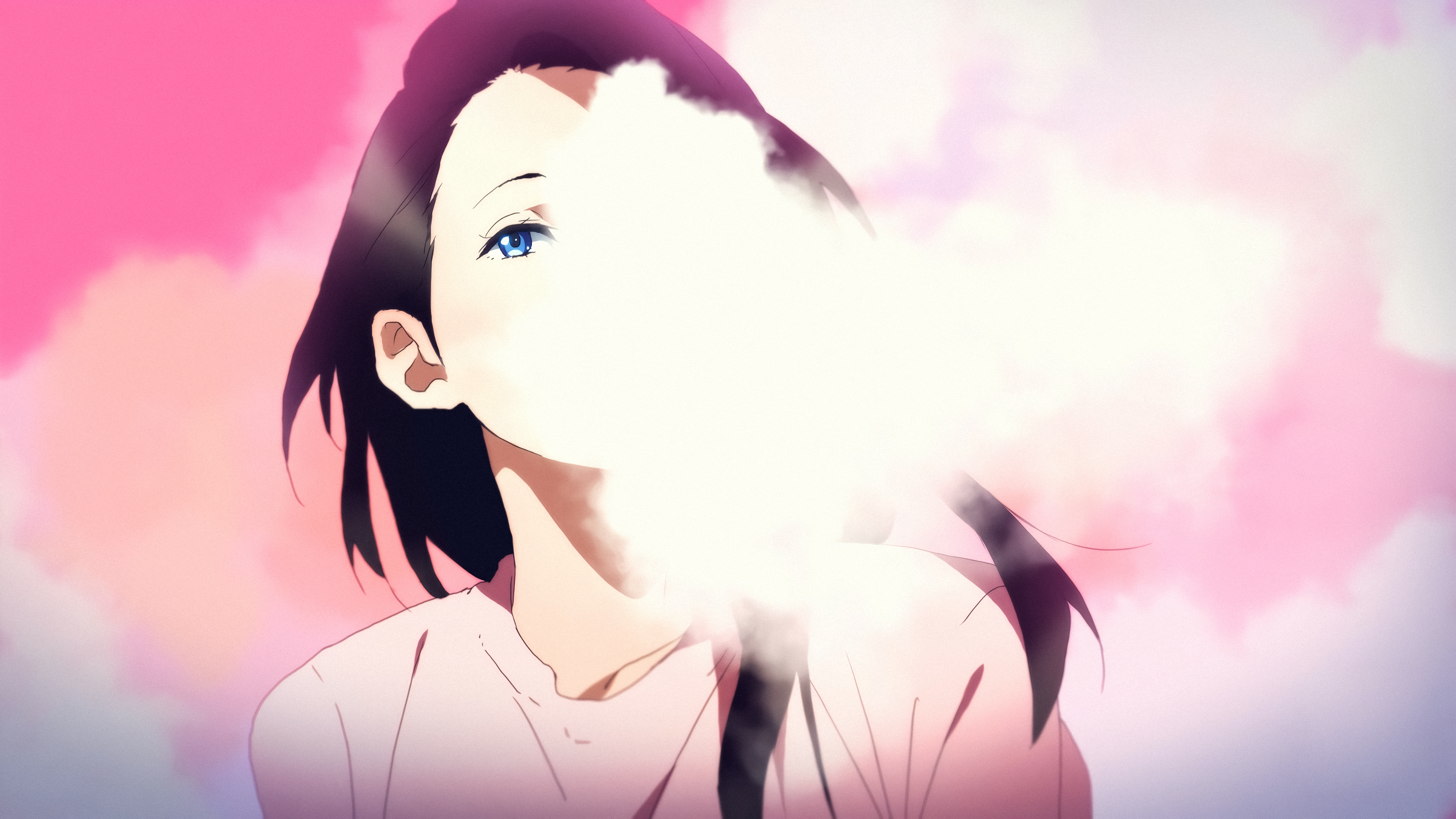 Tom Skender Anime Girls Anime DeviantArt Looking At Viewer Face Smoke One Eye Obstructed Long Hair M 3840x2160