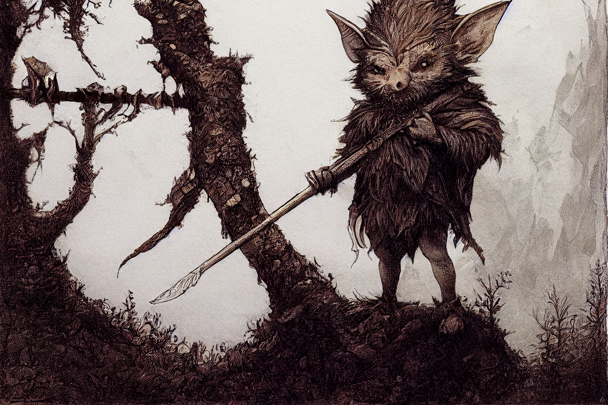 Gnomes Drawing Character Design Creature Fantasy Art Weapon 2001x1334