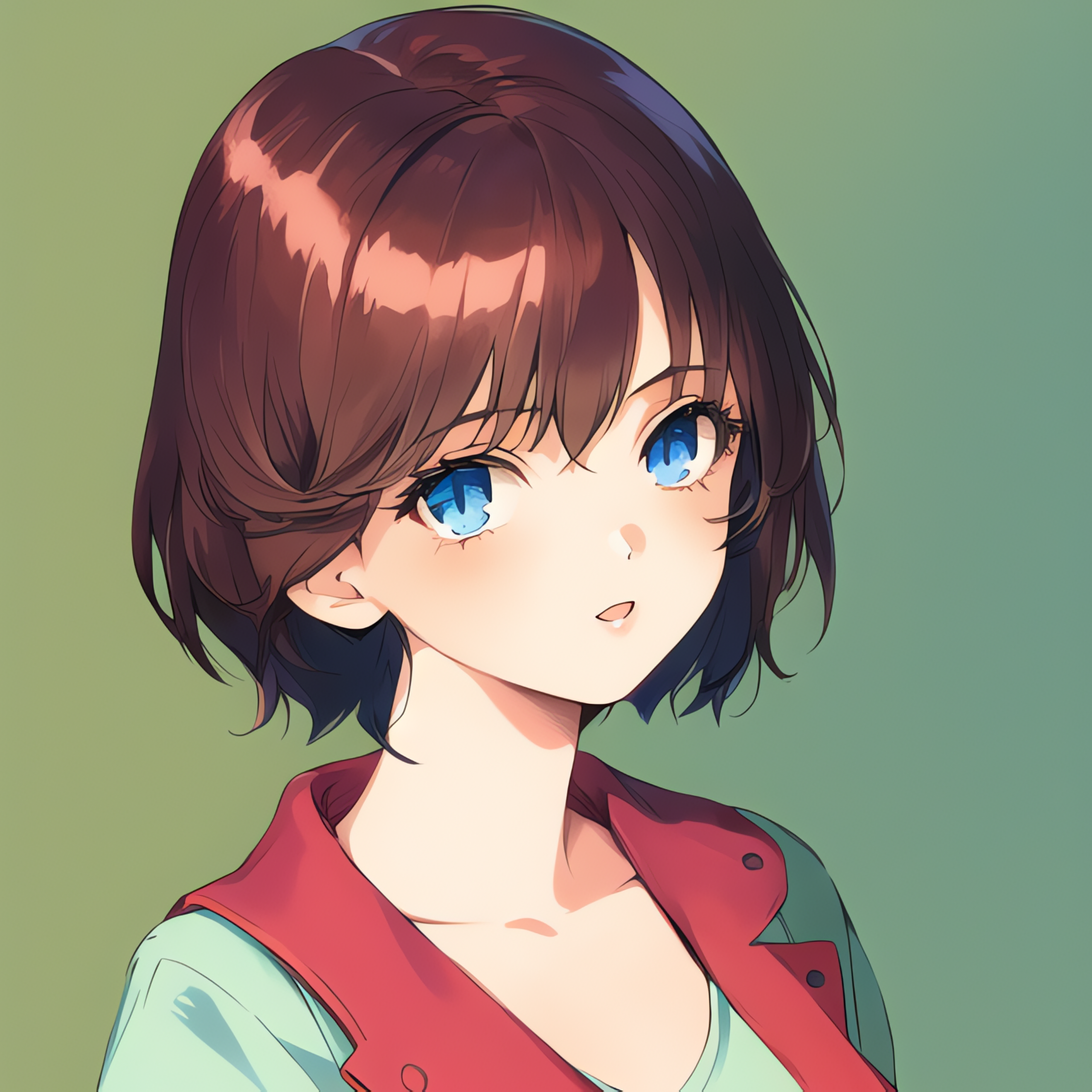 Novel Ai Anime Girls Ai Art Brunette Blue Eyes 2560x2560