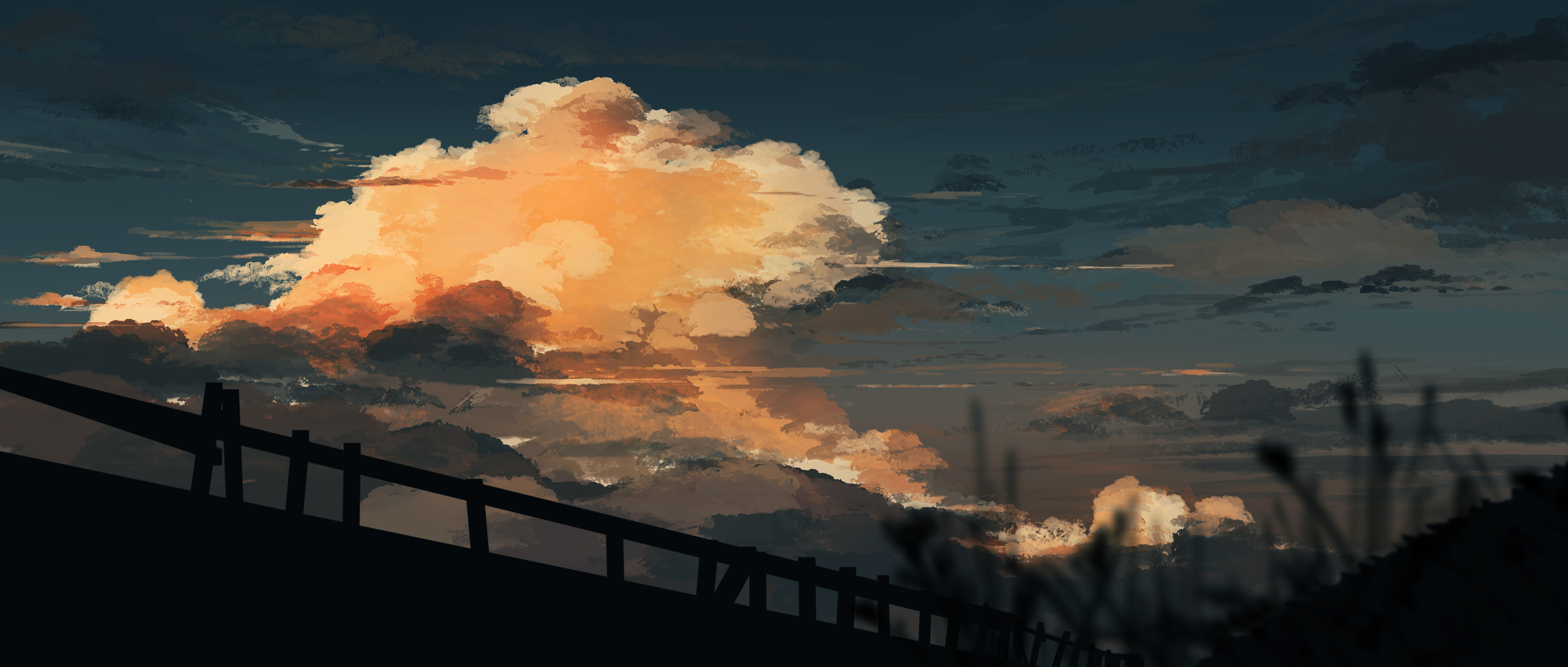 Gracile Digital Art Artwork Illustration Sky Clouds Sunlight Sunset Sunset Glow 5640x2400