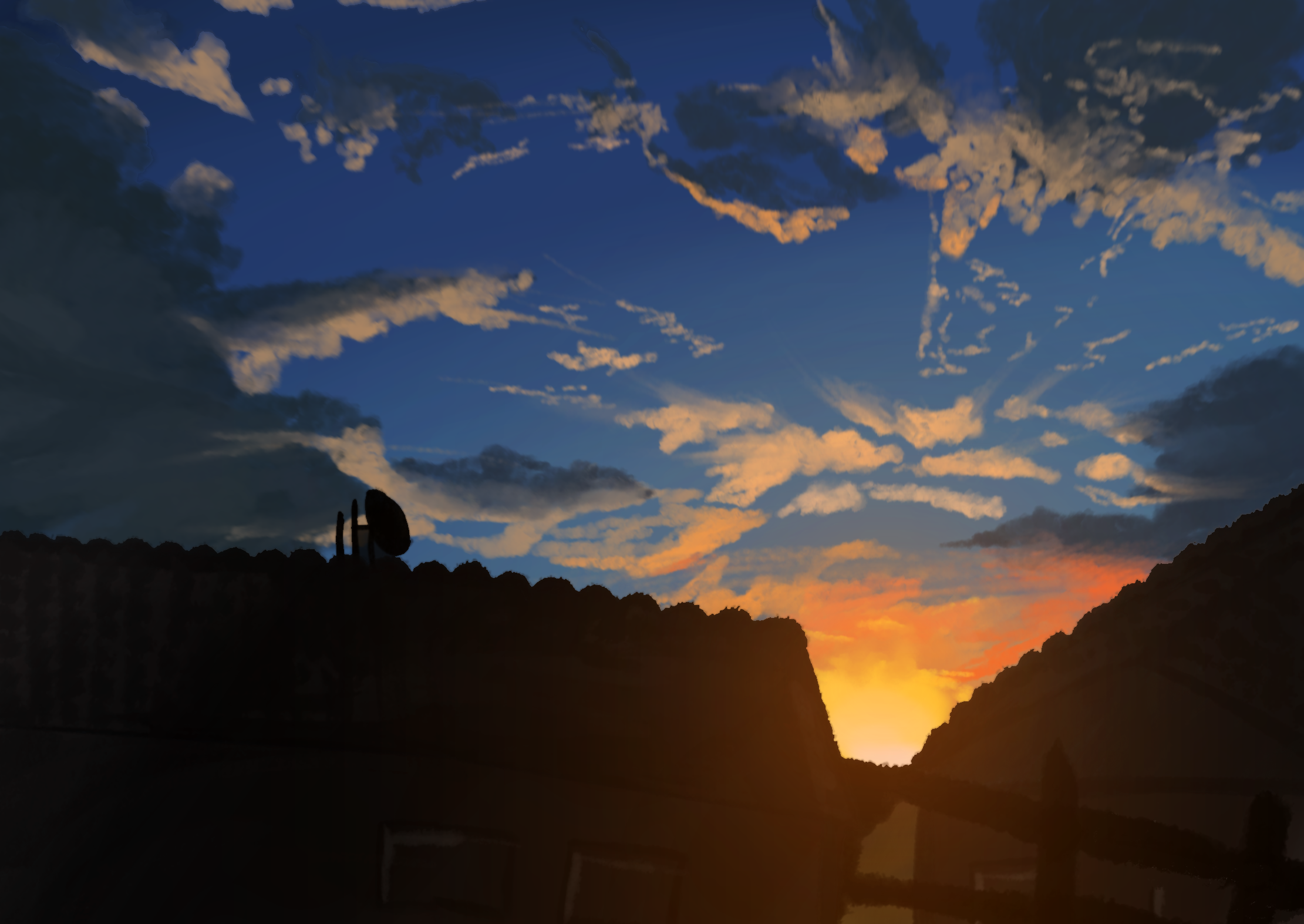 Sunset House Clouds Sky Blue Afternoon Sunset Glow Sky 2221x1573