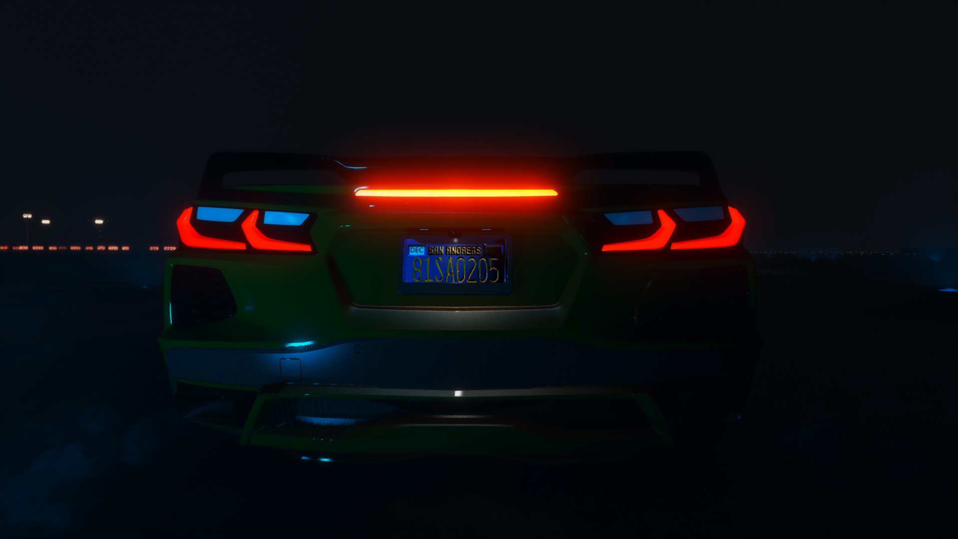 Grand Theft Auto V Corvette Night Lights Car Licence Plates CGi Video Games Taillights 1920x1080