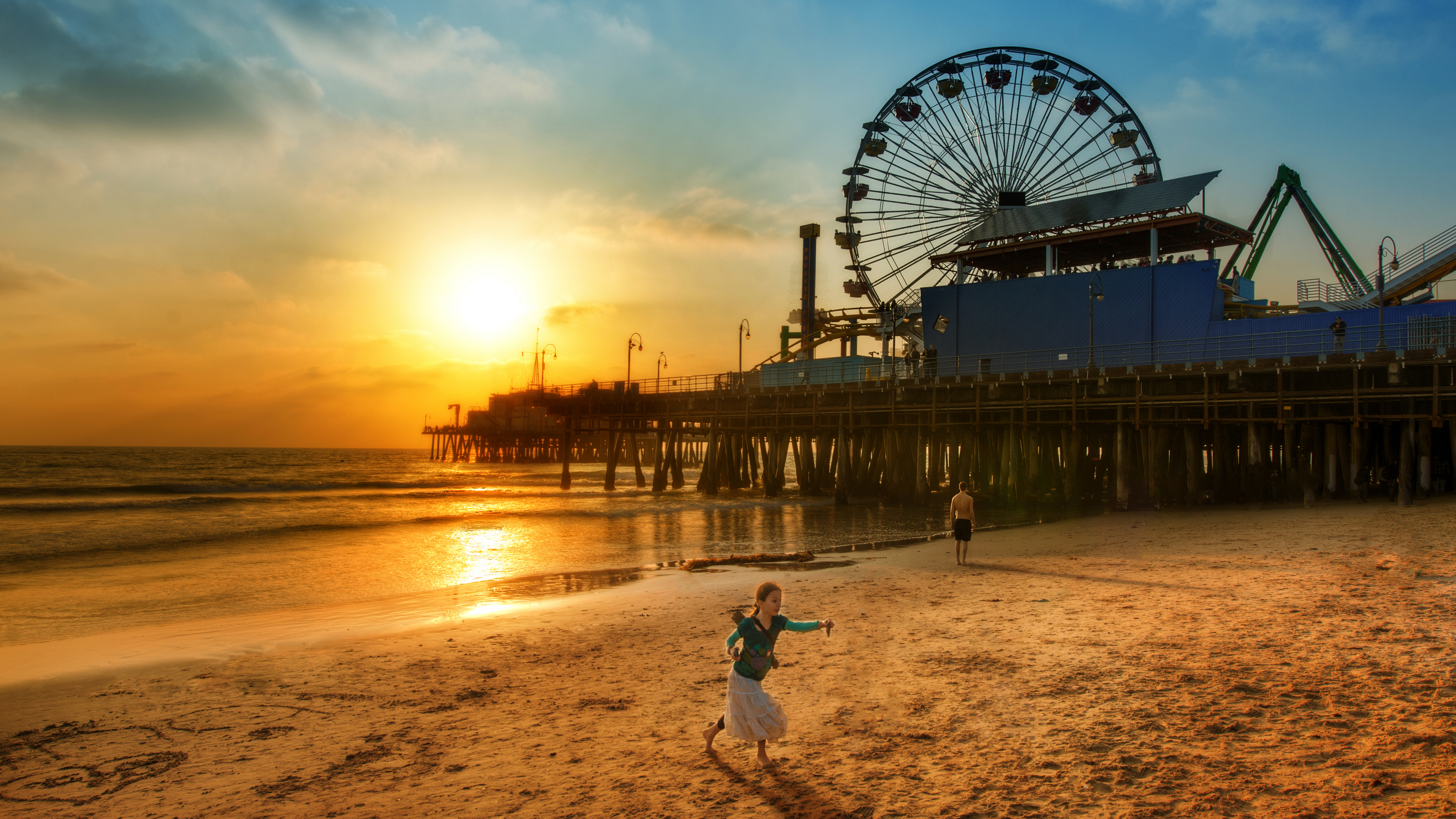 Trey Ratcliff 4K Photography California Beach Ferris Wheel Sunset Sunset Glow 3840x2160