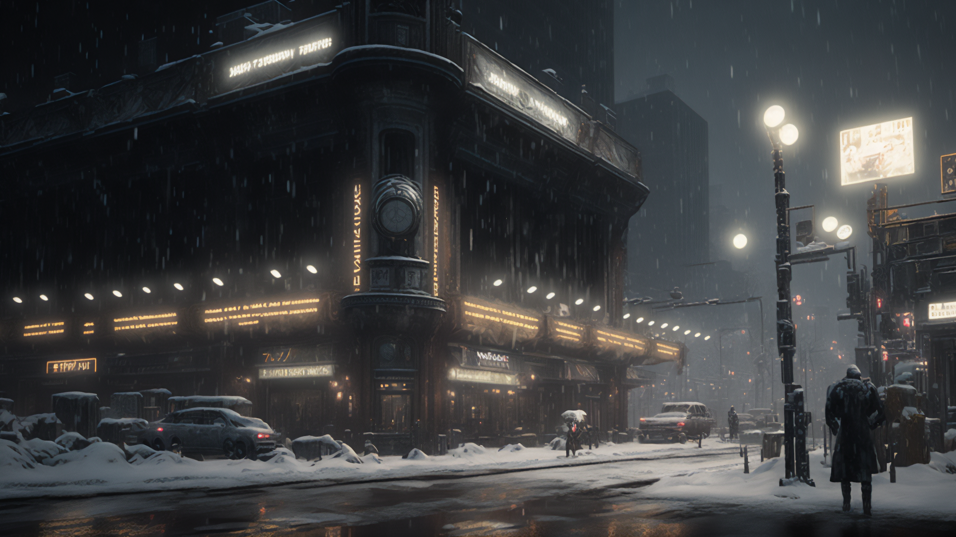 Ai Art Snow Winter City Cyberpunk City Lights Wallpaper -  Resolution:3060x1721 - ID:1362971 