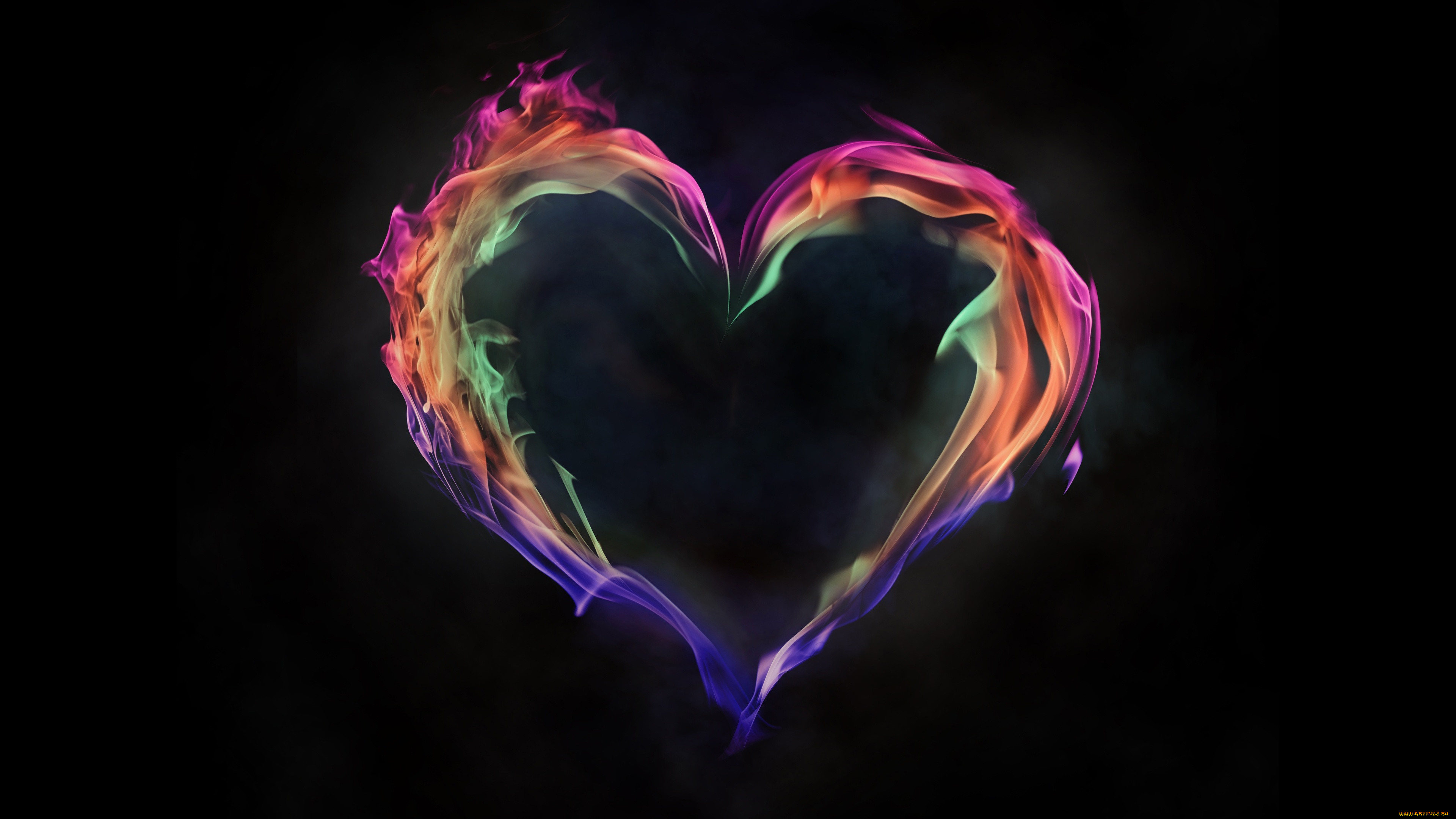 Artwork Digital Art Heart Design Flame Painter Simple Background Black Background Colorful 3840x2160