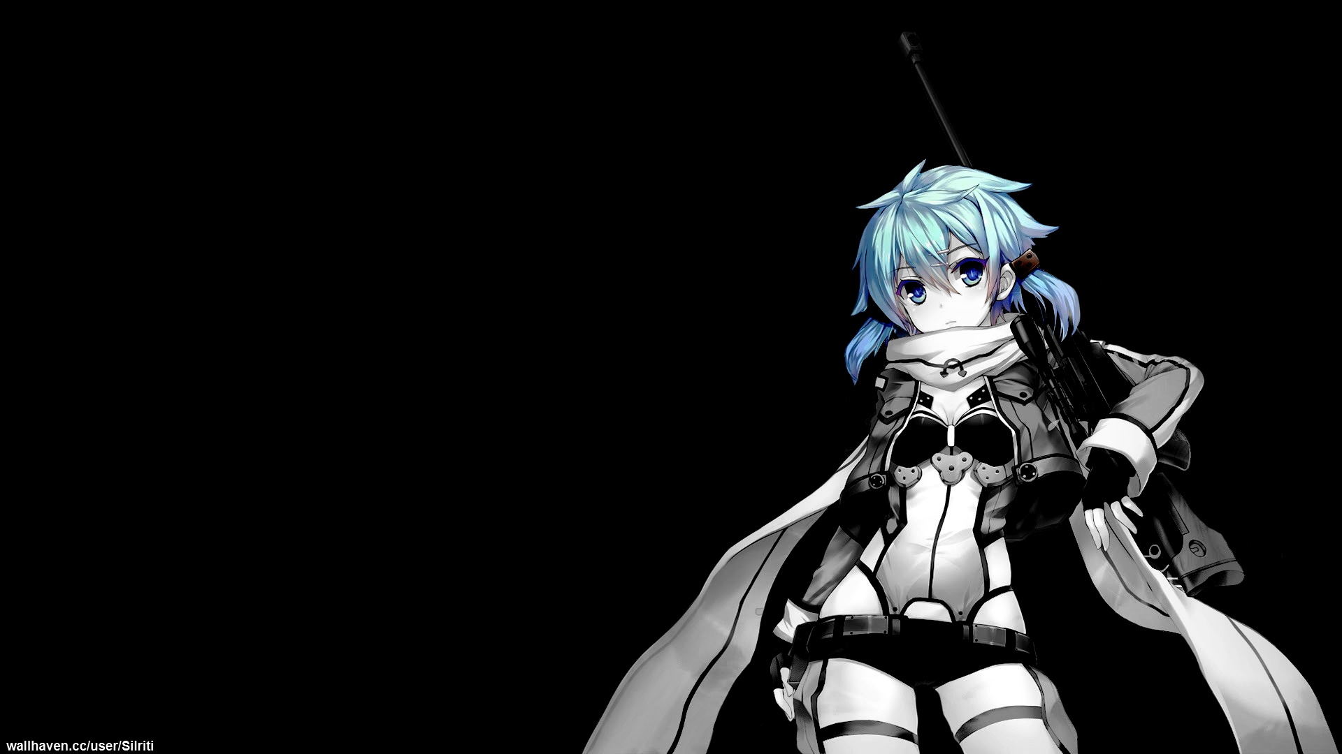 Selective Coloring Black Background Dark Background Simple Background Anime Girls Sword Art Online A 1920x1080