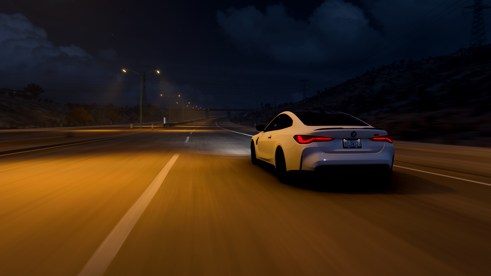 BMW M4 BMW M4 Competition Coupe BMW Forza Horizon Forza Horizon 5 Car Video Games Taillights Night R 1920x1080