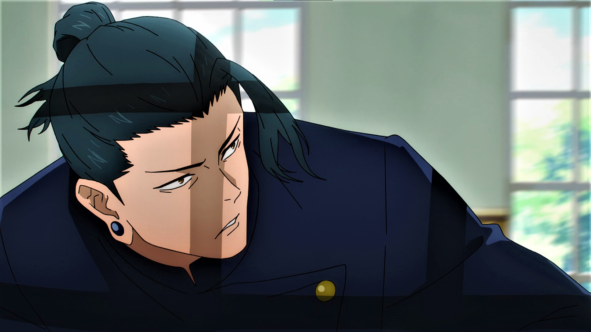Jujutsu Kaisen Suguru Geto Bun Earring Uniform Window Anime Anime Screenshot Anime Boys 1920x1080