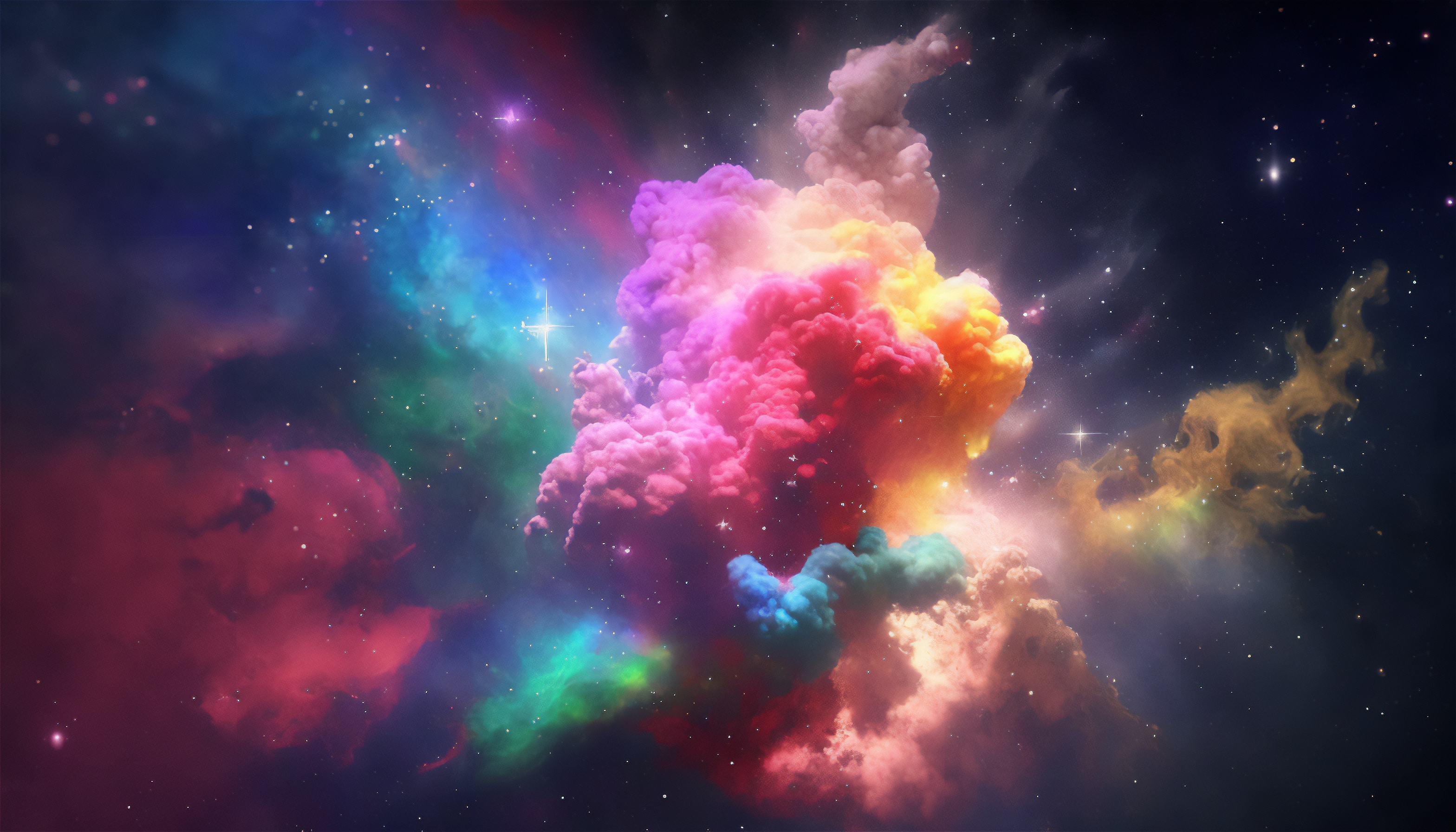 Ai Art Abstract Colorful Clouds Nebula Stars Space Galaxy 3136x1792