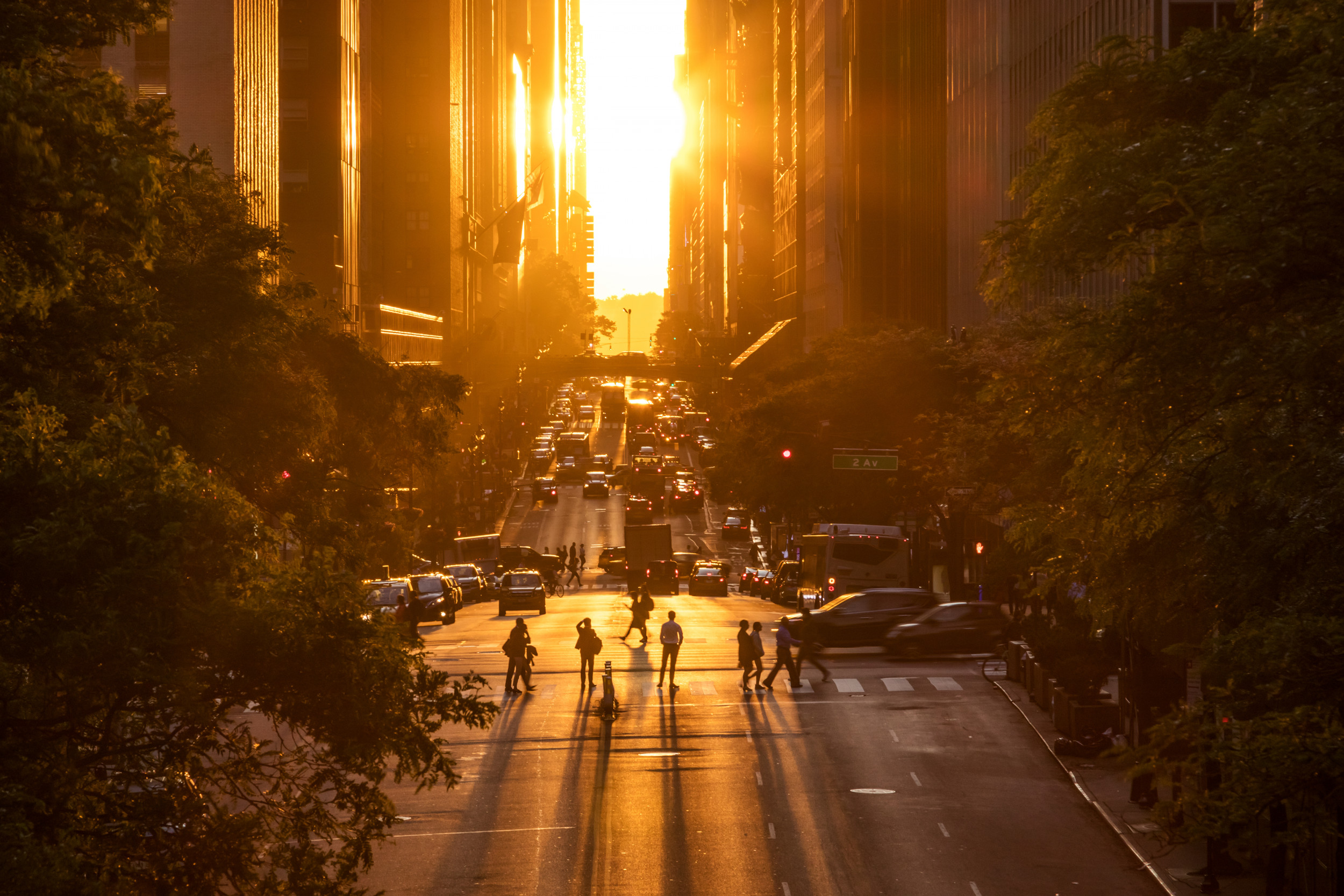 New York City New York State Sunset Golden Hour Metropolis Road Sun Rays 2500x1667