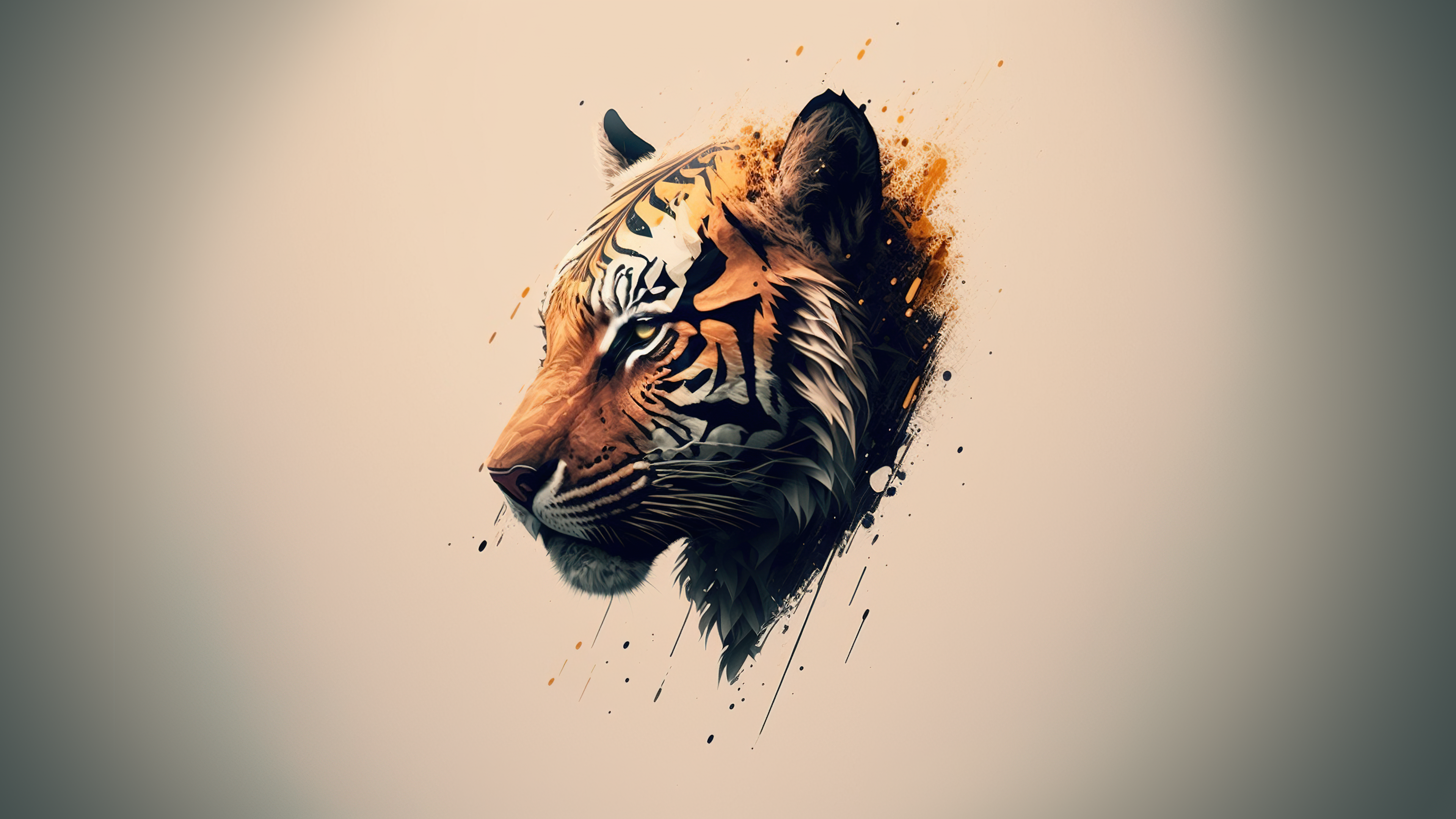 Ai Art Tiger Animals Minimalism Simple Background 3840x2160