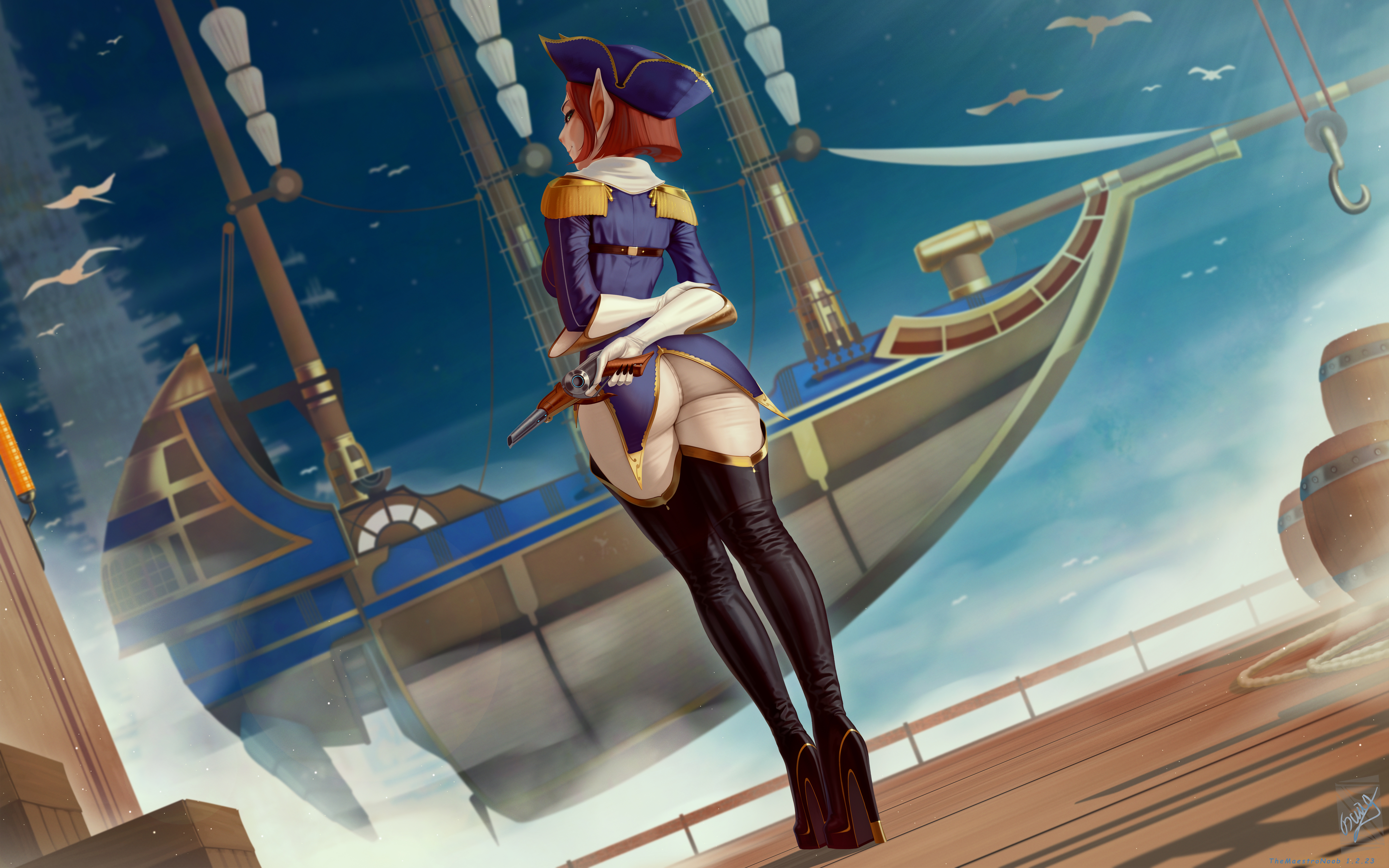 Captain Amelia Treasure Planet Disney Fantasy Girl Fictional Character 2D Artwork Drawing Fan Art Th 6000x3750