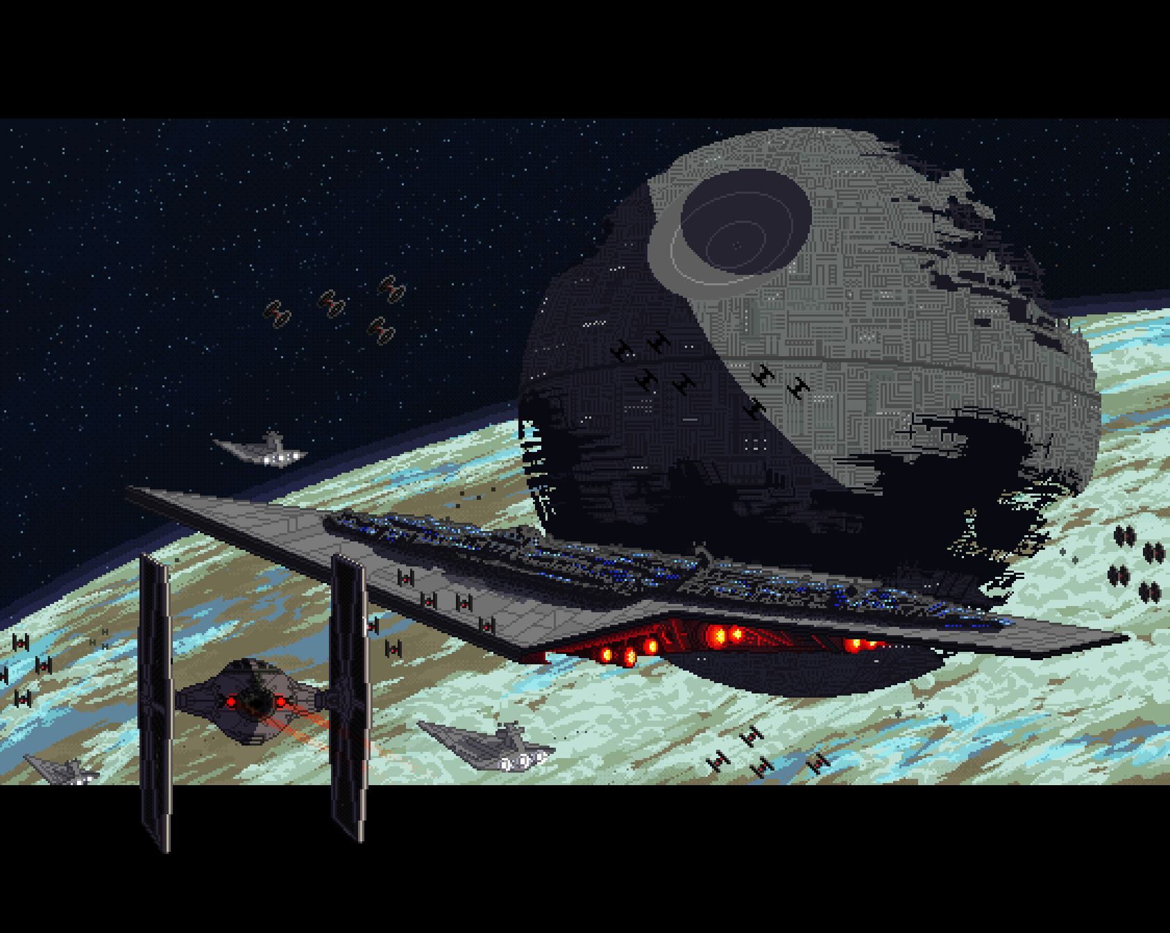 Artwork Digital Art Star Wars Death Star Pixel Art Fantasy Art 1686x1344