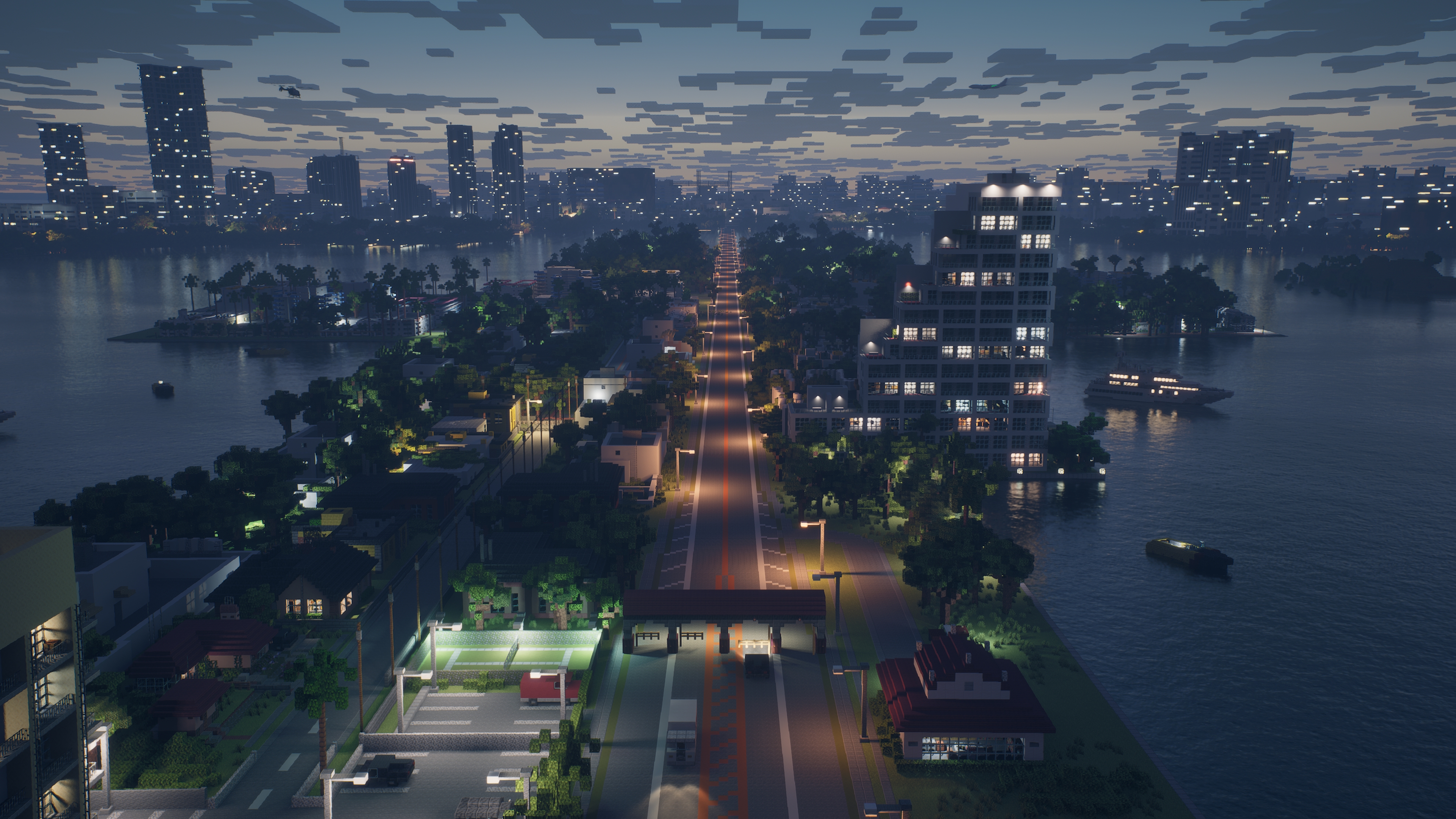 GTA Anniversary Grand Theft Auto Gtavi Miami Minecraft Video Games Night Skyline 3840x2160