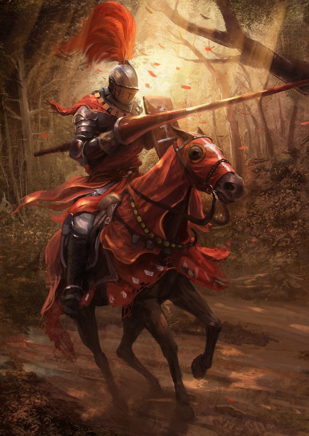 Fantasy Art Knight Horse Forest Warrior Digital Art Portrait Display 1000x1410