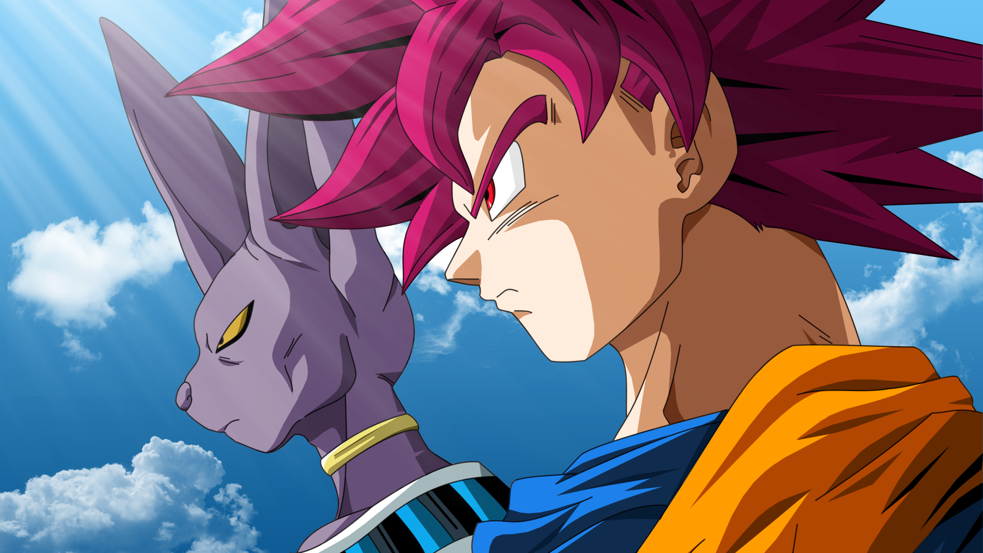 Dragon Ball Super Super Saiyan Super Saiyan God Beerus Anime Men Anime Creatures Son Goku 1920x1080