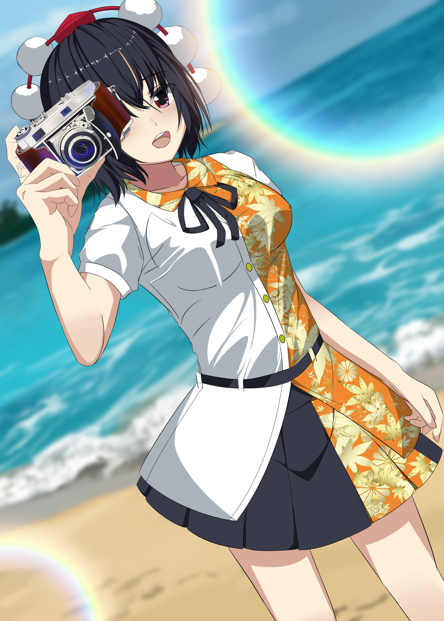 Shameimaru Aya Touhou Anime Anime Girls Black Hair Short Hair Artwork Digital Art Fan Art 1481x2074